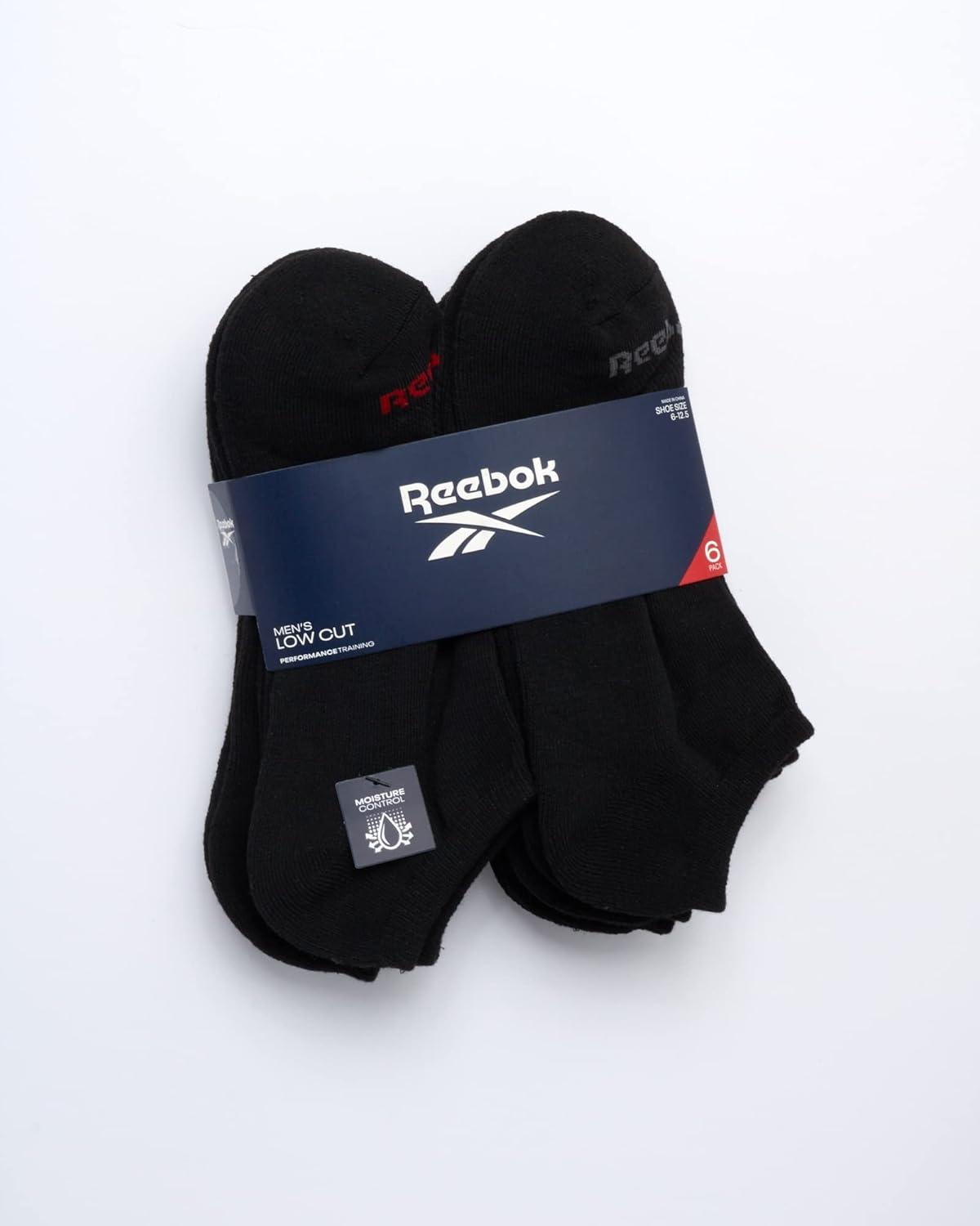 imageReebok Mens Low Cut Socks  6 Pack Basic Cushion Low Cut No Show Socks for Men  Mens Athletic Socks Size 6125Classic Black