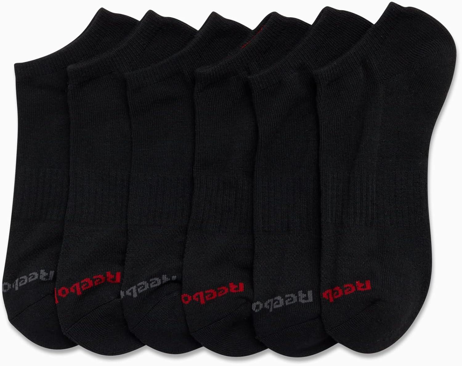 imageReebok Mens Low Cut Socks  6 Pack Basic Cushion Low Cut No Show Socks for Men  Mens Athletic Socks Size 6125Classic Black