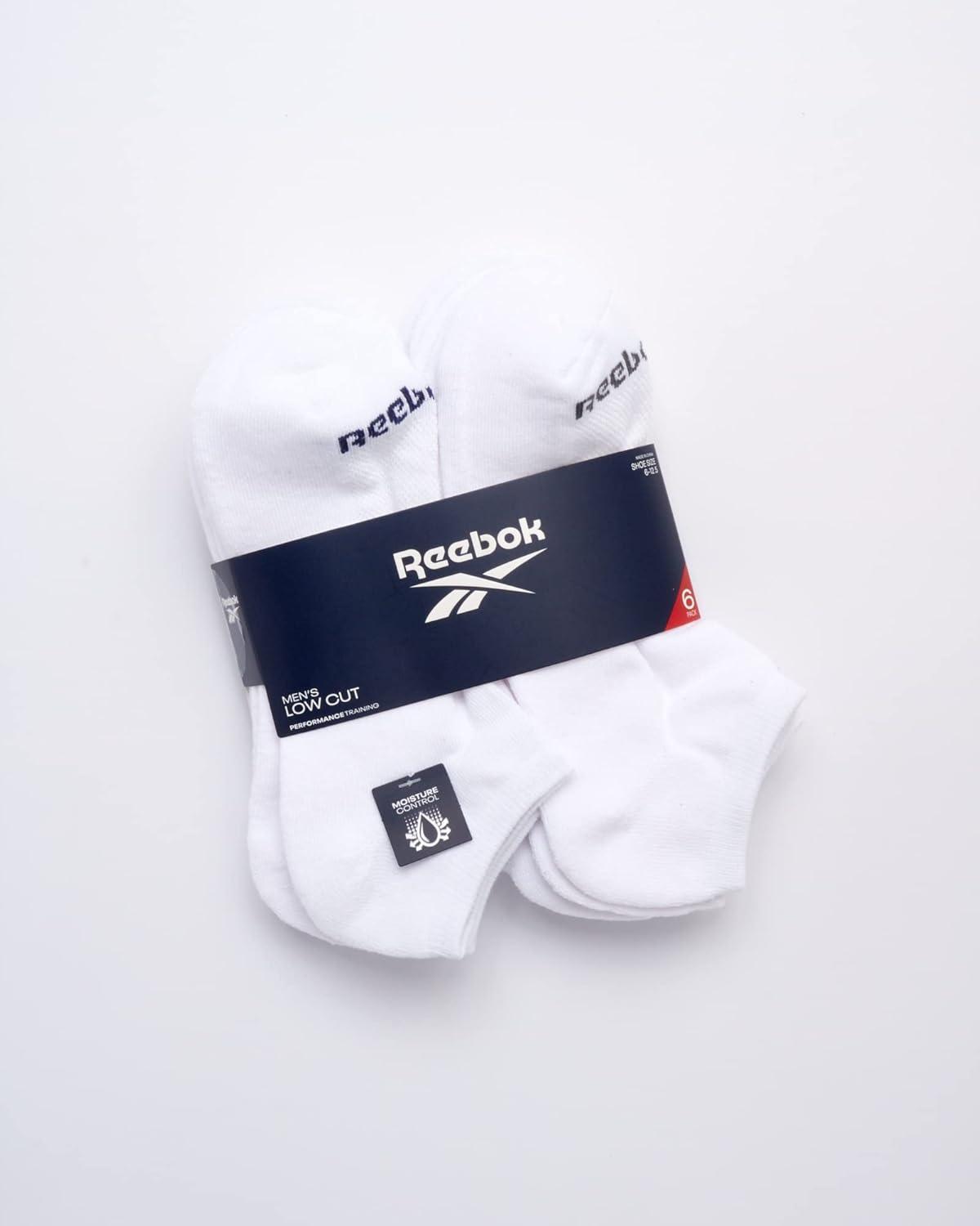 imageReebok Mens Low Cut Socks  6 Pack Basic Cushion Low Cut No Show Socks for Men  Mens Athletic Socks Size 6125Classic White