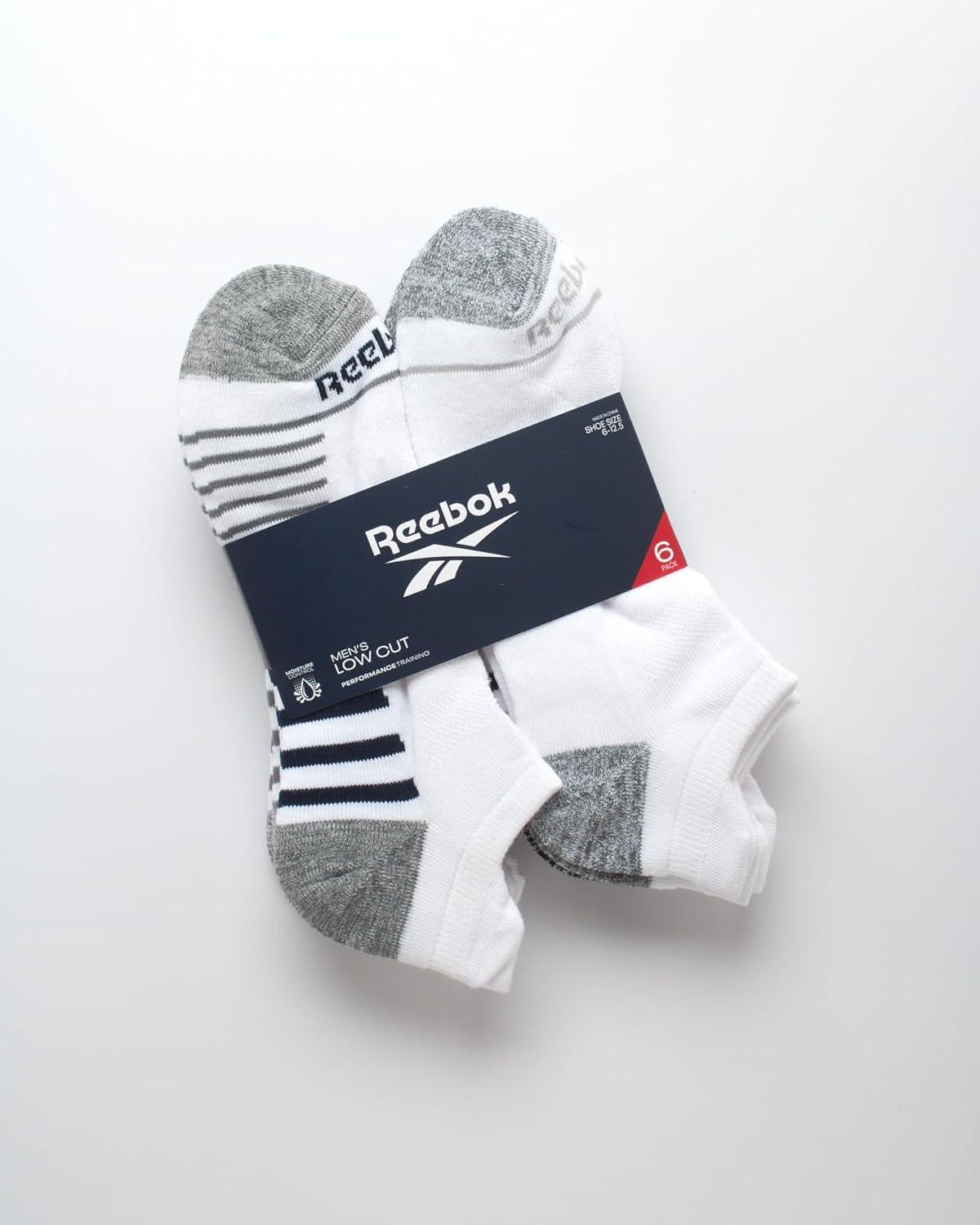 imageReebok Mens Low Cut Socks  6 Pack Basic Cushion Low Cut No Show Socks for Men  Mens Athletic Socks Size 6125Grey Stripe Multi