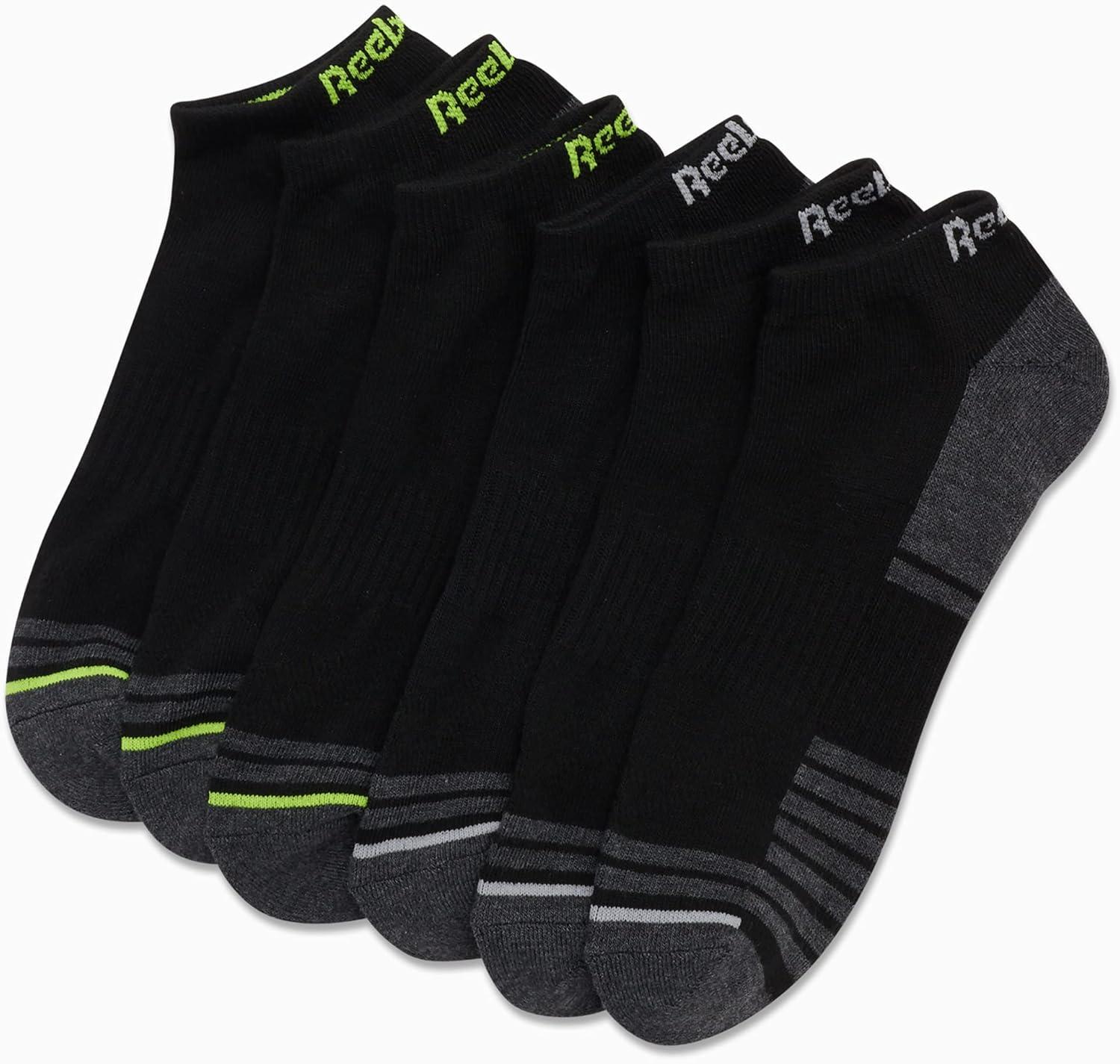 imageReebok Mens Low Cut Socks  6 Pack Basic Cushion Low Cut No Show Socks for Men  Mens Athletic Socks Size 6125GreyBlack