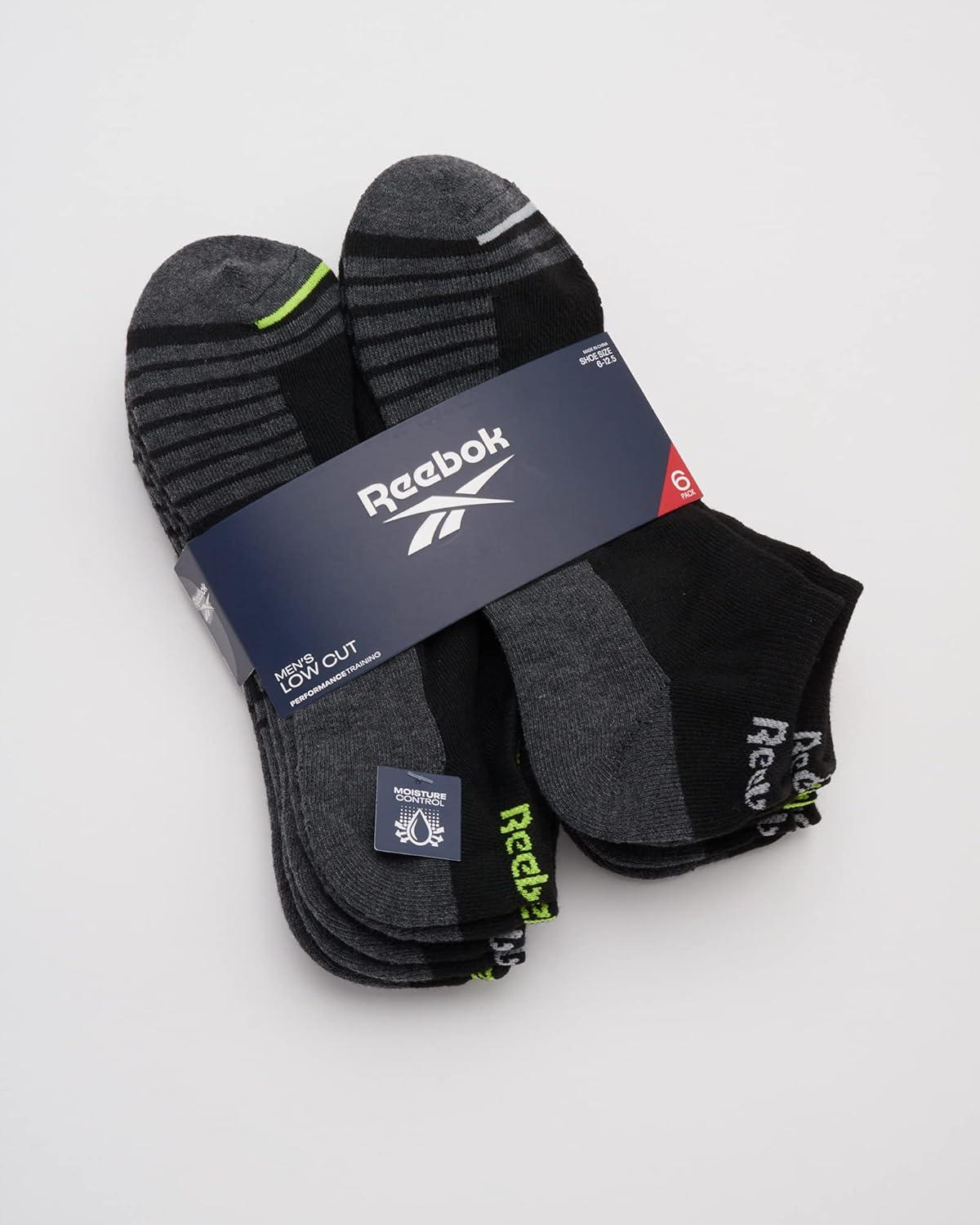 imageReebok Mens Low Cut Socks  6 Pack Basic Cushion Low Cut No Show Socks for Men  Mens Athletic Socks Size 6125GreyBlack
