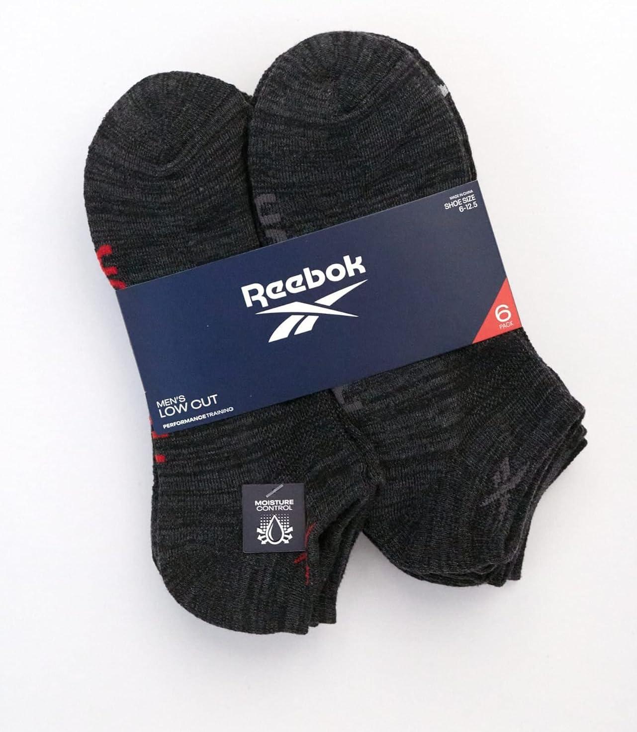 imageReebok Mens Low Cut Socks  6 Pack Basic Cushioned No Show Athletic Socks for Men Size 6125All Black