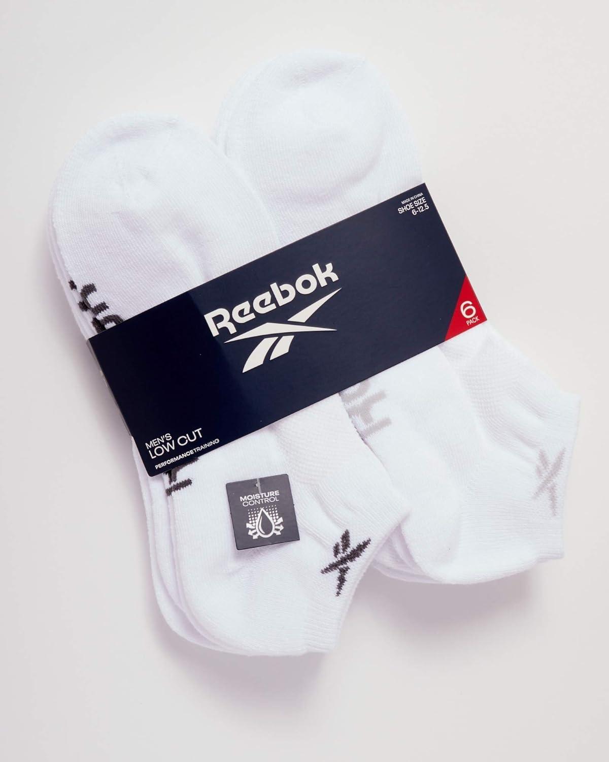 imageReebok Mens Low Cut Socks  6 Pack Basic Cushioned No Show Athletic Socks for Men Size 6125All White