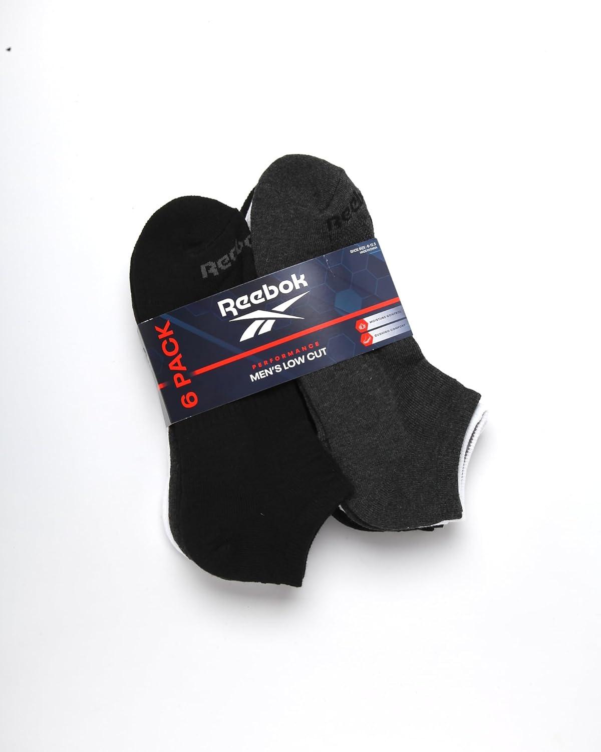 imageReebok Mens Low Cut Socks  6 Pack Basic Cushioned No Show Athletic Socks for Men Size 6125BlackWhiteGrey
