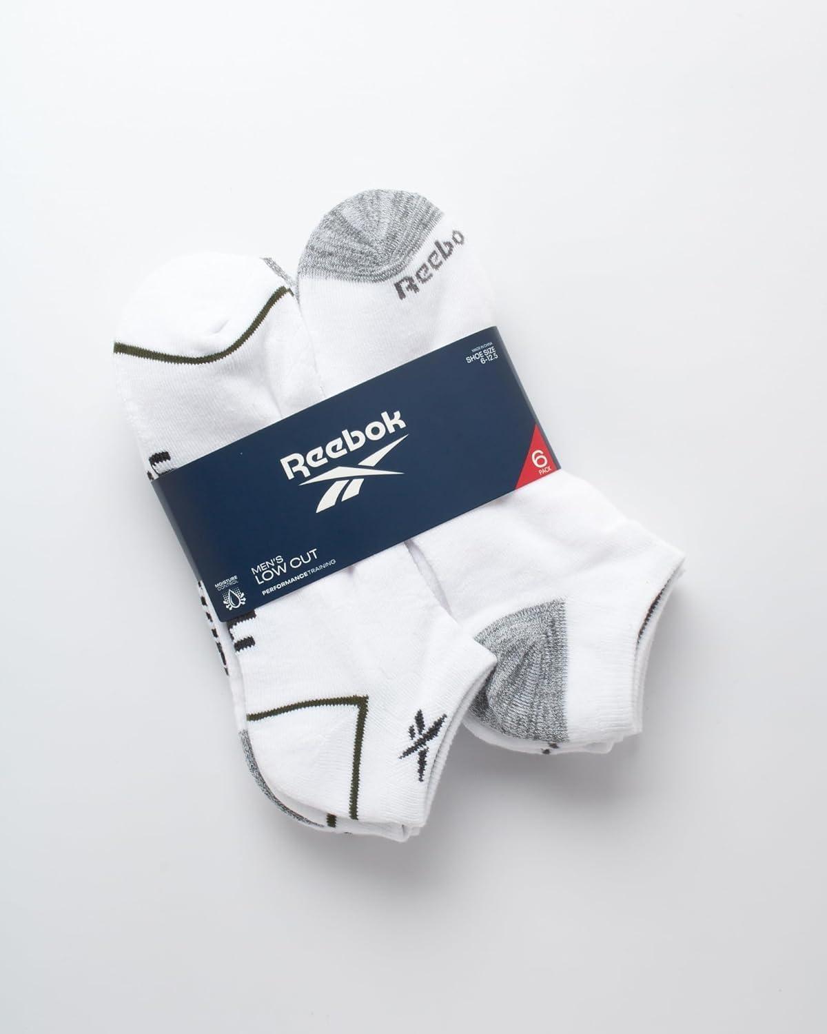 imageReebok Mens Low Cut Socks  6 Pack Basic Cushioned No Show Athletic Socks for Men Size 6125Bright White