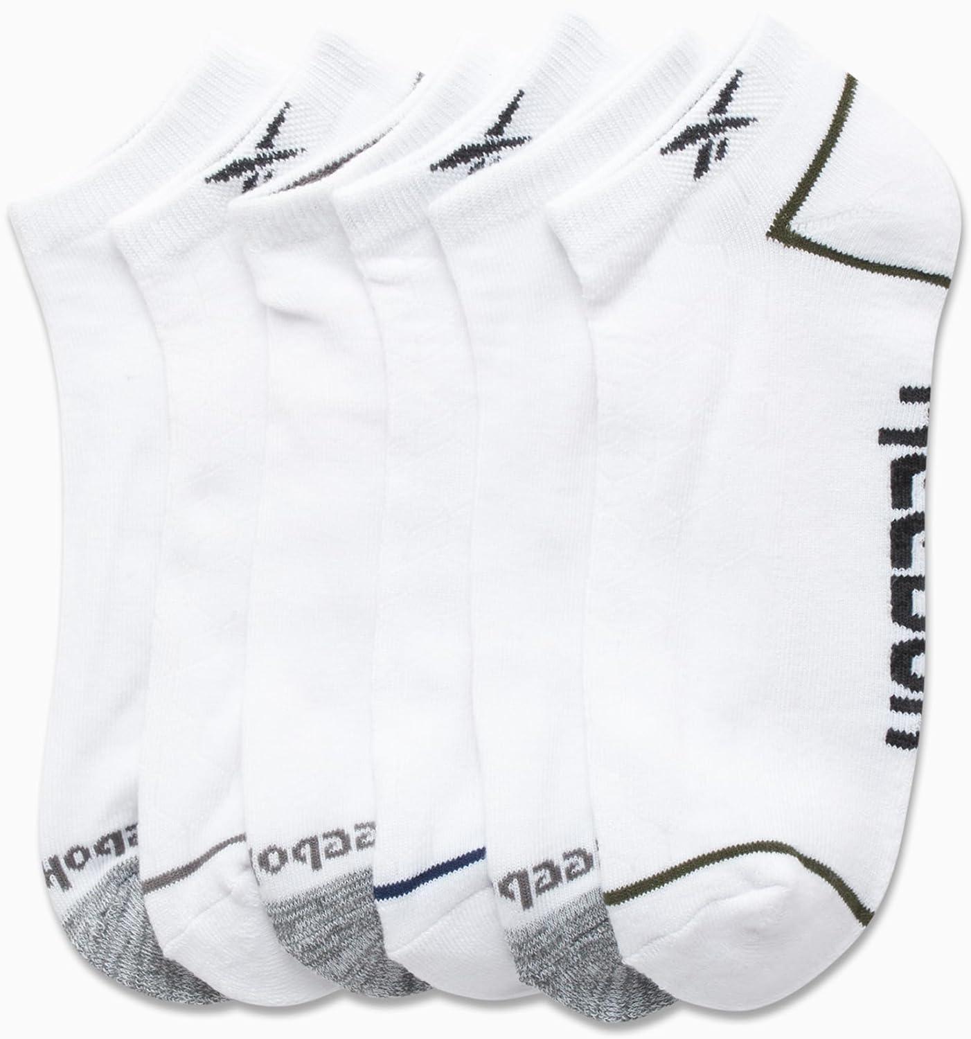 imageReebok Mens Low Cut Socks  6 Pack Basic Cushioned No Show Athletic Socks for Men Size 6125Bright White