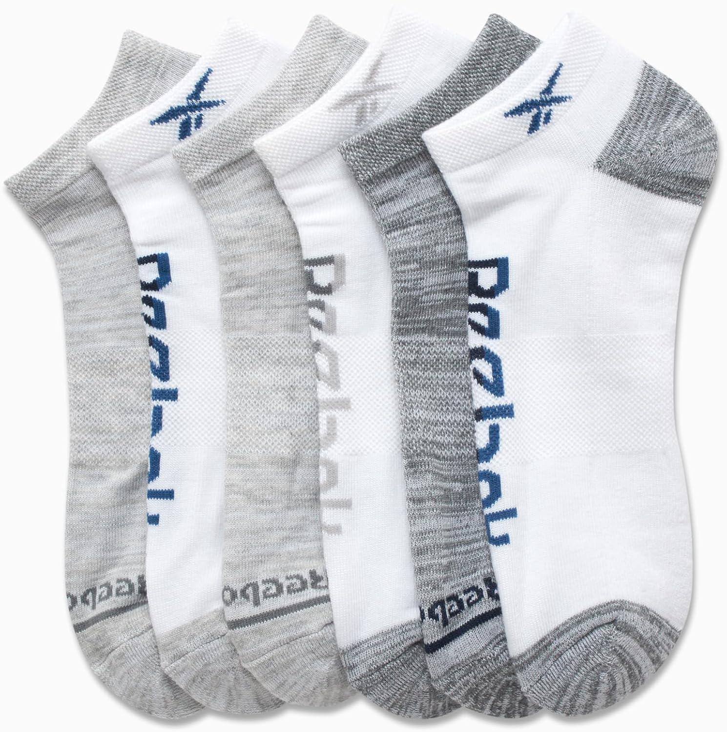 imageReebok Mens Low Cut Socks  6 Pack Basic Cushioned No Show Athletic Socks for Men Size 6125Grey Assorted