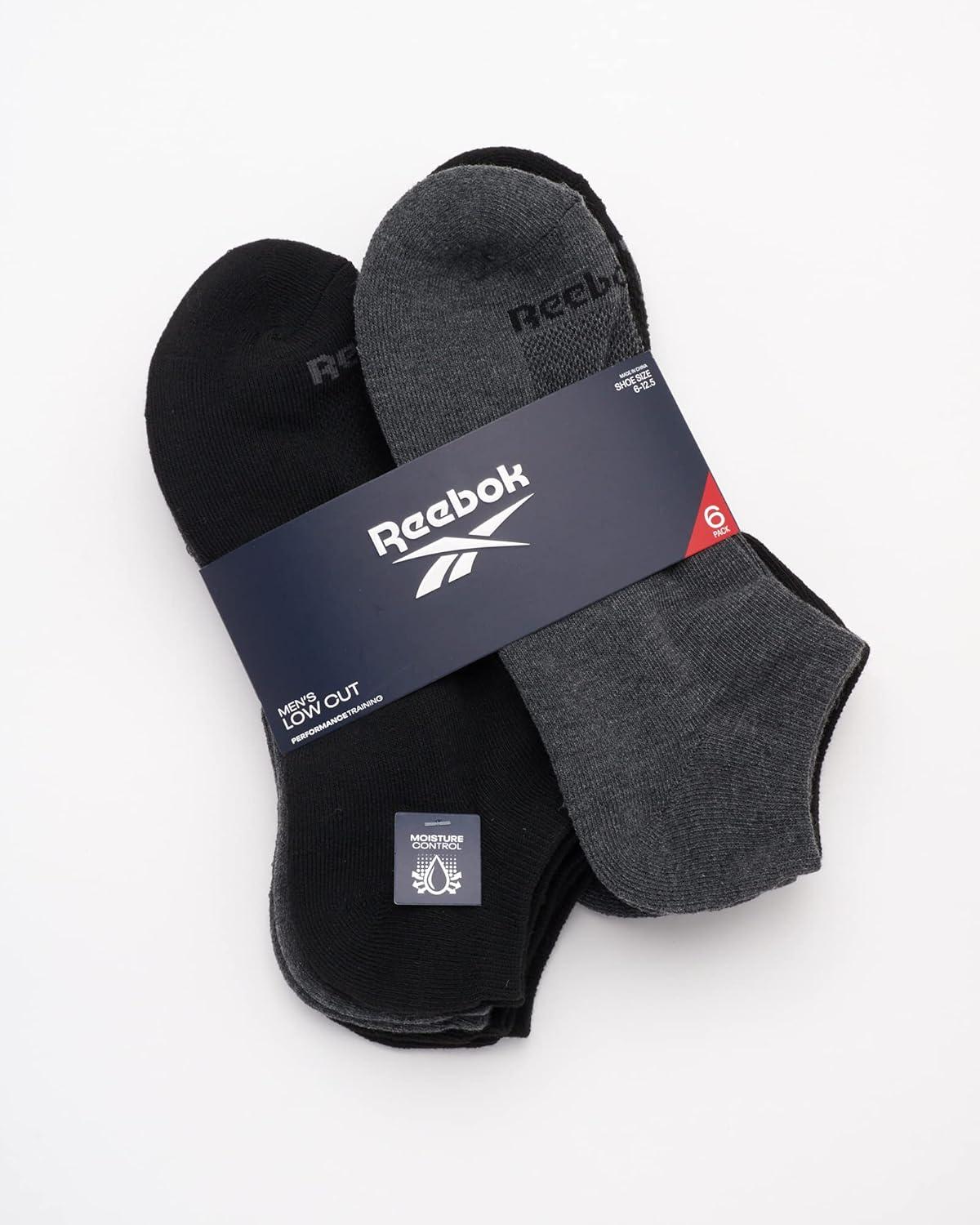 imageReebok Mens Low Cut Socks  6 Pack Basic Cushioned No Show Athletic Socks for Men Size 6125GreyBlack