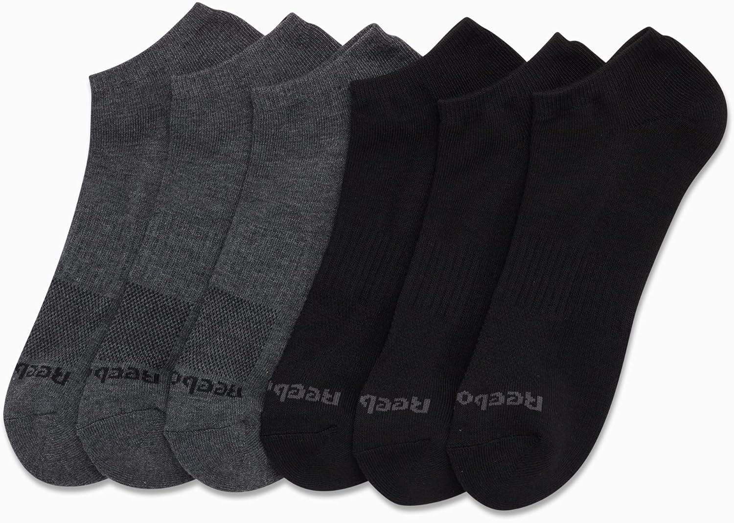 imageReebok Mens Low Cut Socks  6 Pack Basic Cushioned No Show Athletic Socks for Men Size 6125GreyBlack