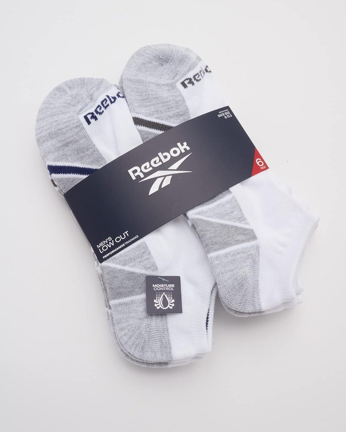 imageReebok Mens Low Cut Socks  6 Pack Basic Cushioned No Show Athletic Socks for Men Size 6125Pure White