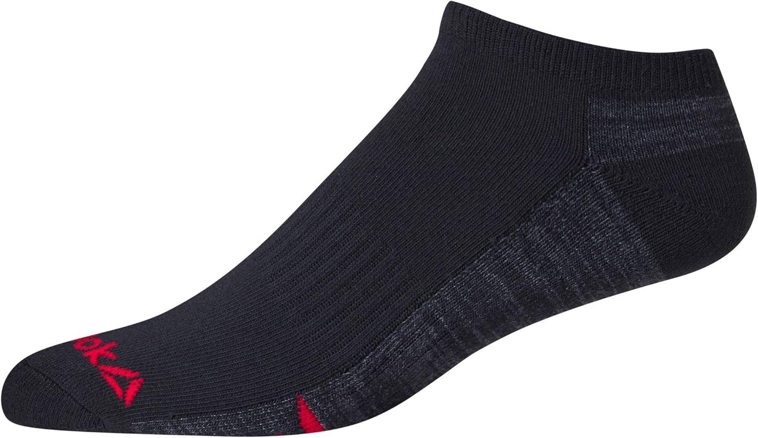 imageReebok Mens Low Cut Socks  6 Pack Basic Cushioned No Show Athletic Socks for Men Size 6125Red LogoBlack