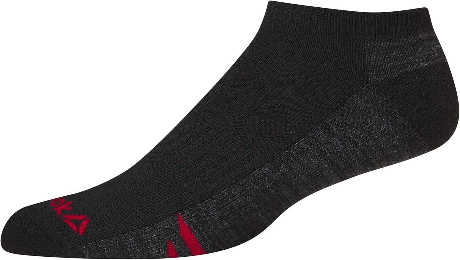 imageReebok Mens Low Cut Socks  6 Pack Basic Cushioned No Show Athletic Socks for Men Size 6125Solid Black