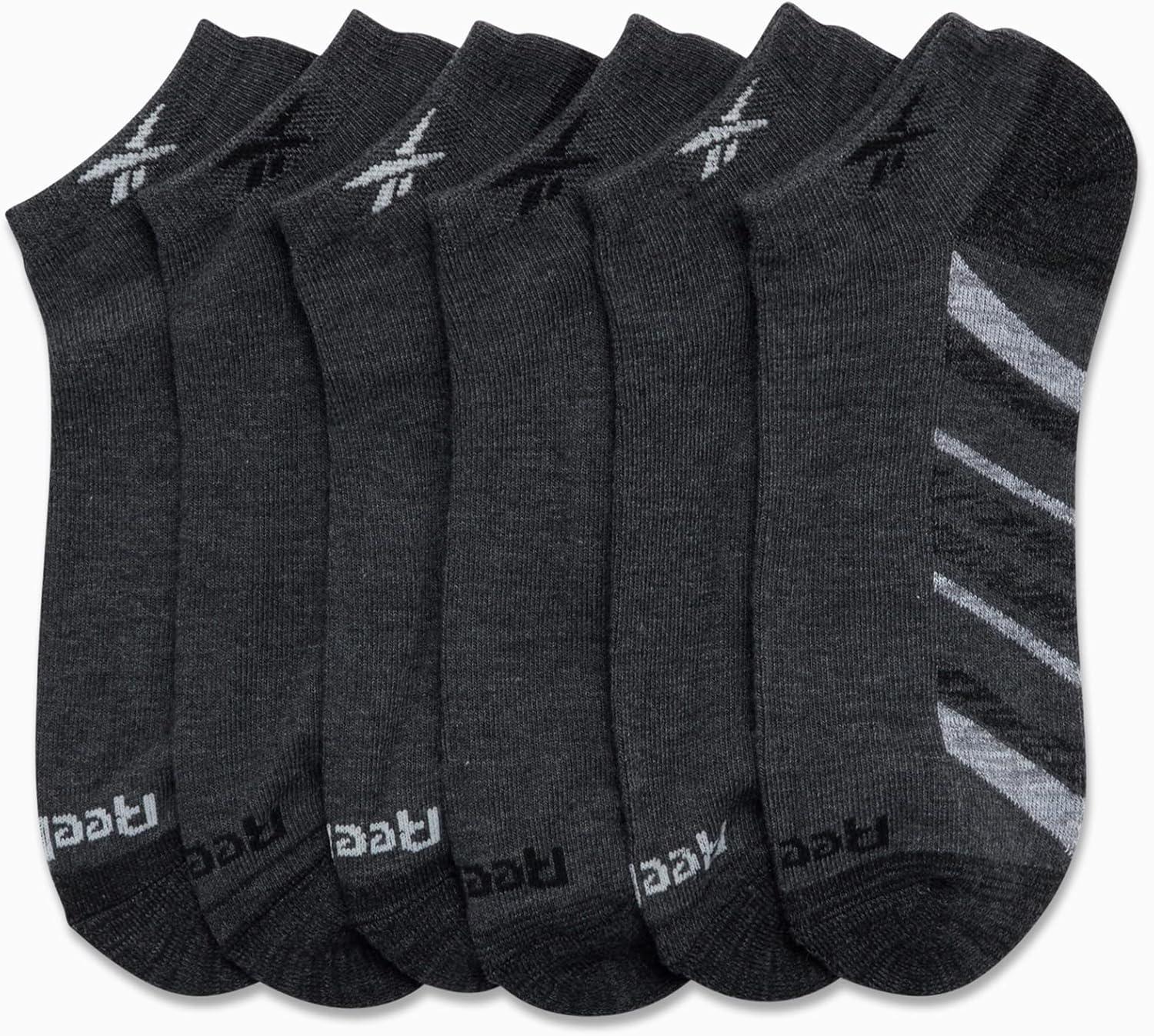 imageReebok Mens Low Cut Socks  6 Pack Basic Cushioned No Show Athletic Socks for Men Size 6125Stone Grey