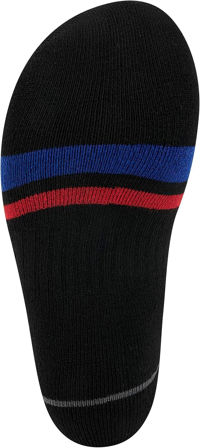 imageReebok Mens Low Cut Socks  6 Pack Basic Cushioned No Show Athletic Socks for Men Size 6125Stripes BlackRed