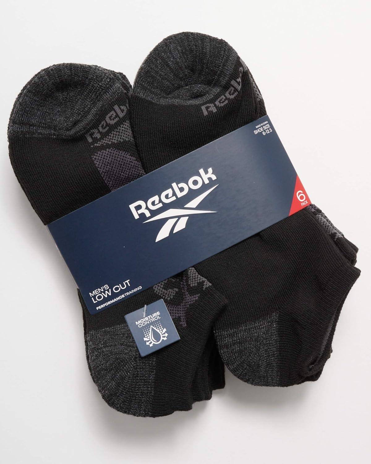 imageReebok Mens Low Cut Socks  6 Pack Basic Cushioned No Show Athletic Socks for Men Size 6125True Black Camo