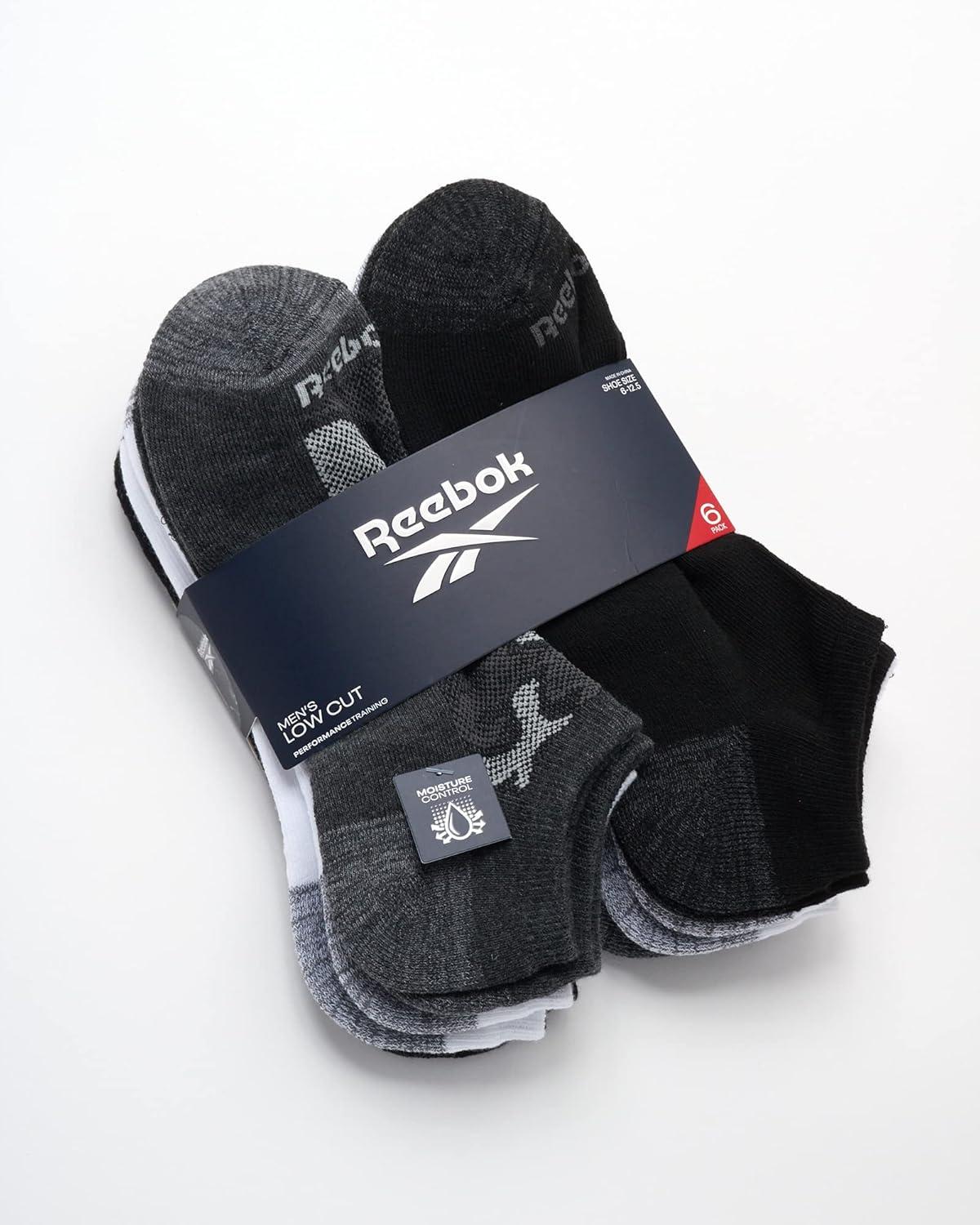 imageReebok Mens Low Cut Socks  6 Pack Basic Cushioned No Show Athletic Socks for Men Size 6125WhiteGrey Camo