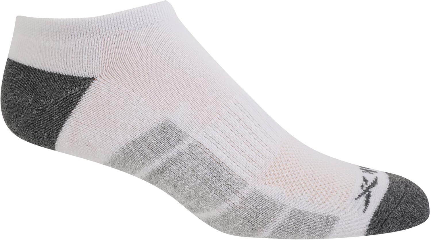 imageReebok Mens Low Cut Socks  6 Pack Basic Cushioned No Show Athletic Socks for Men Size 6125WhiteGrey Shape