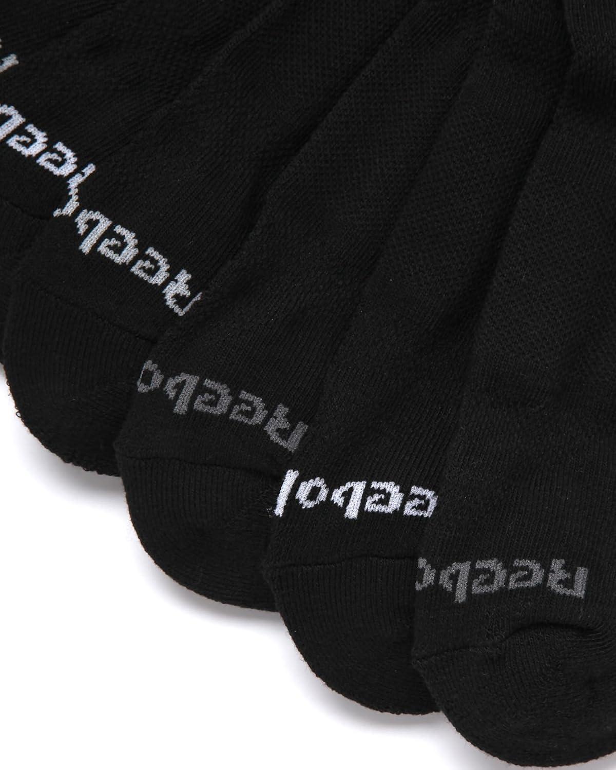 imageReebok Mens Low Cut Socks  8 Pack Stretch Performance Basic No Show  Flat Athletic Socks for Men Shoe Size 6125All Black