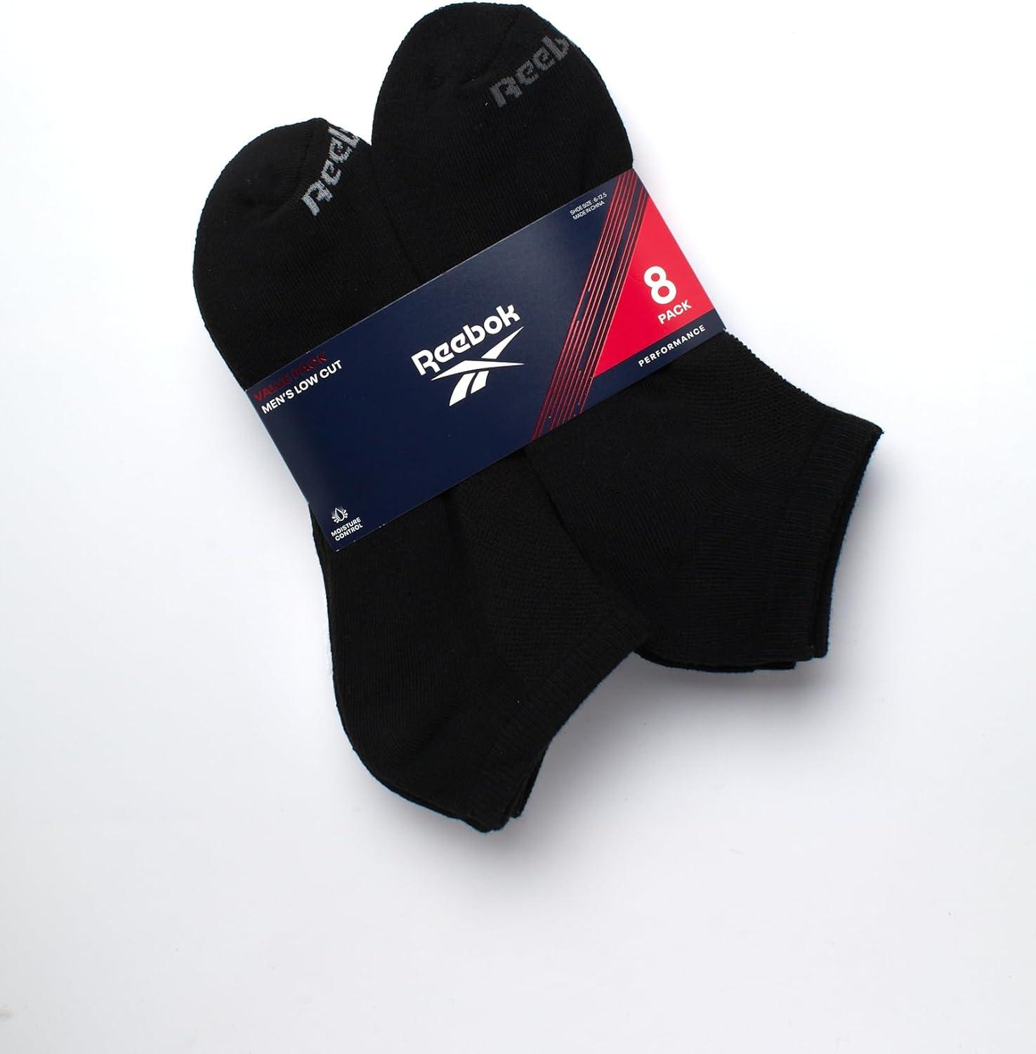 imageReebok Mens Low Cut Socks  8 Pack Stretch Performance Basic No Show  Flat Athletic Socks for Men Shoe Size 6125BlackWhiteGrey