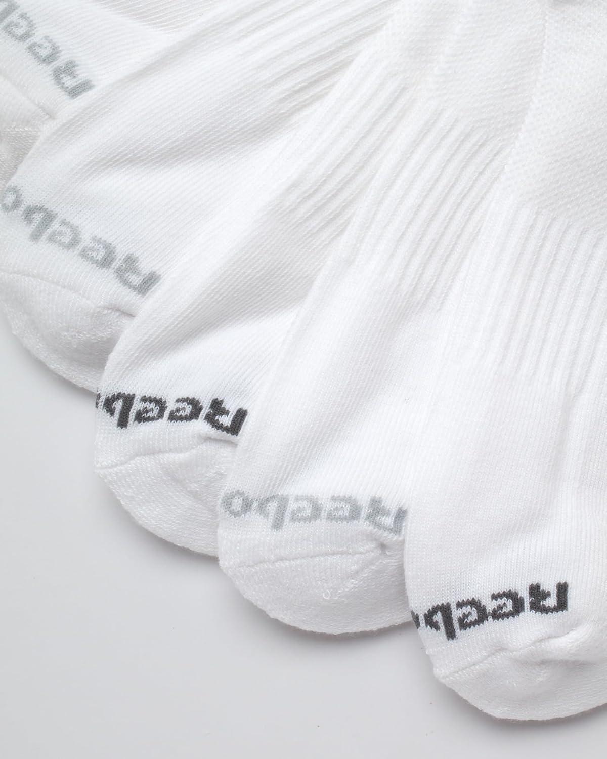 imageReebok Mens Low Cut Socks  8 Pack Stretch Performance Basic No Show  Flat Athletic Socks for Men Shoe Size 6125White