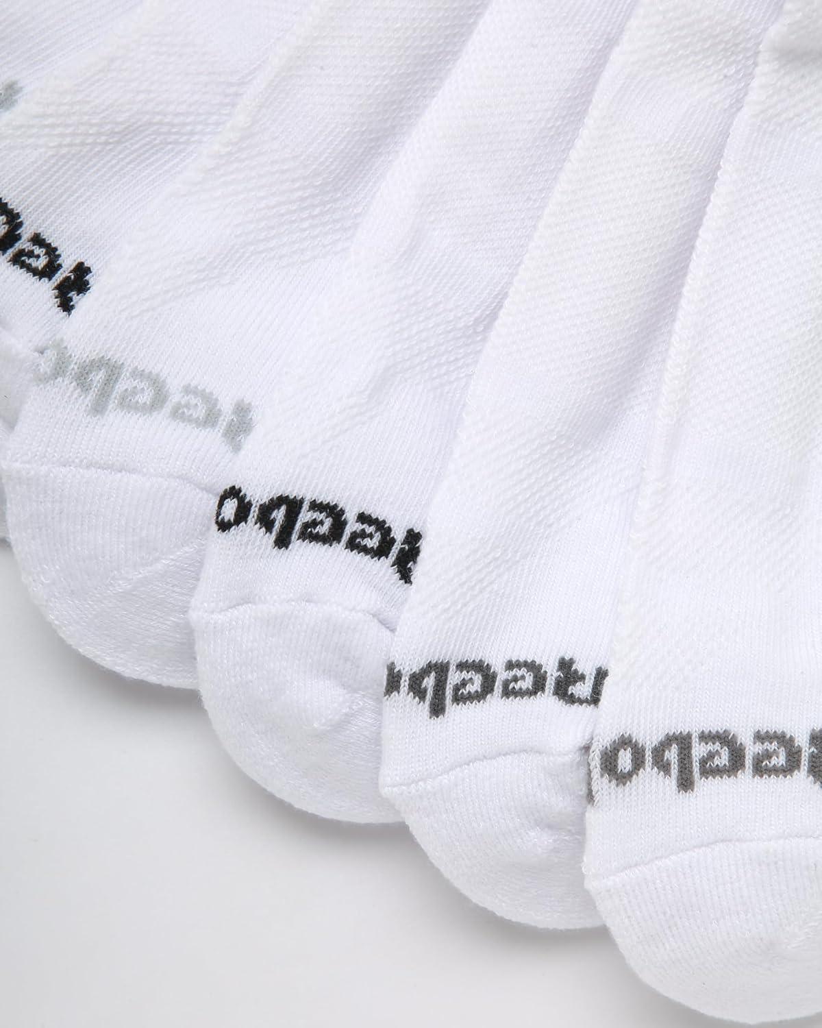 imageReebok Mens Low Cut Socks  8 Pack Stretch Performance Basic No Show  Flat Athletic Socks for Men Shoe Size 6125White Logo