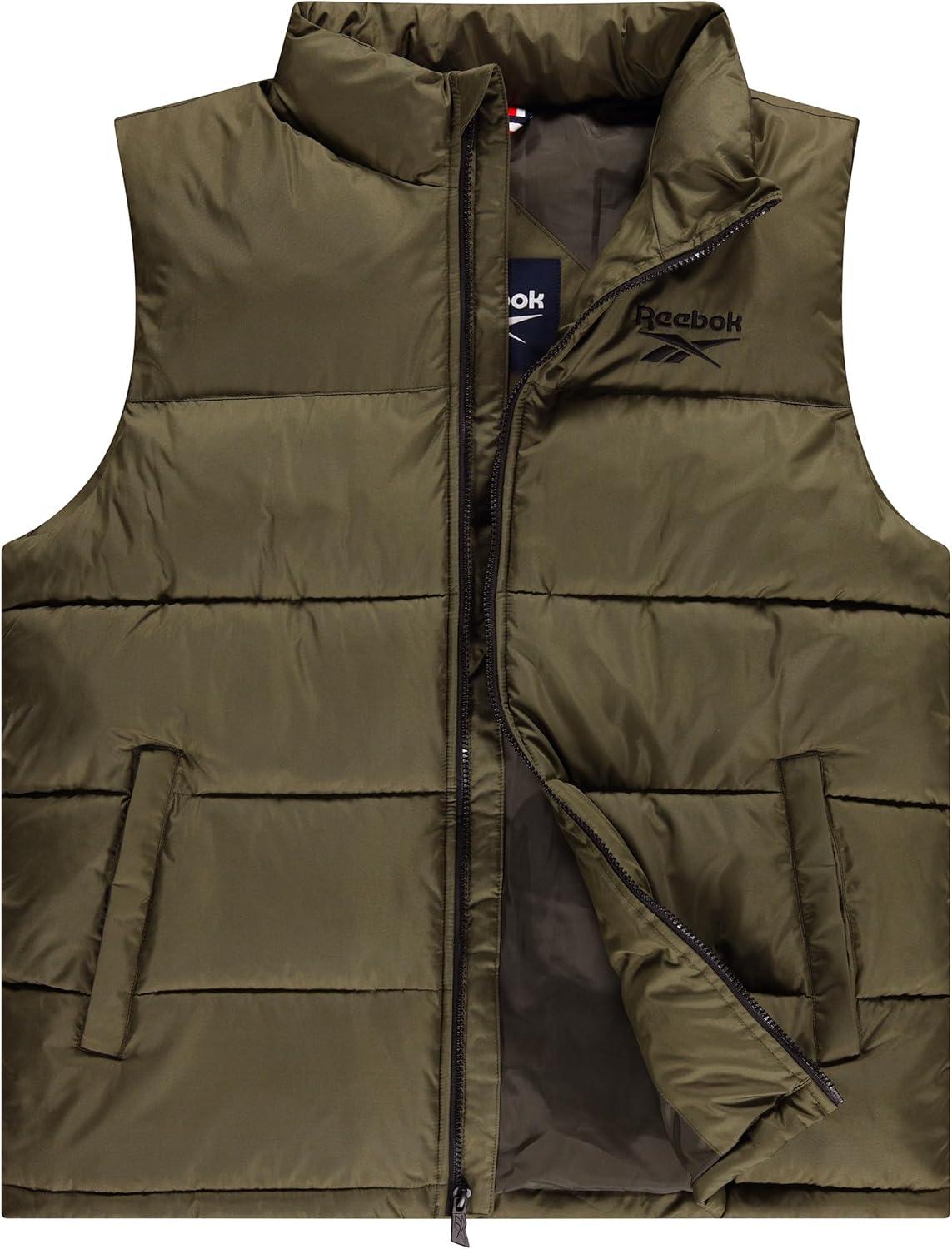 imageReebok Mens Puffer Vest for Winter Lightweight Down Alternative Mens Outerwear Vests Winter Vest for Men Puffy VestGreen