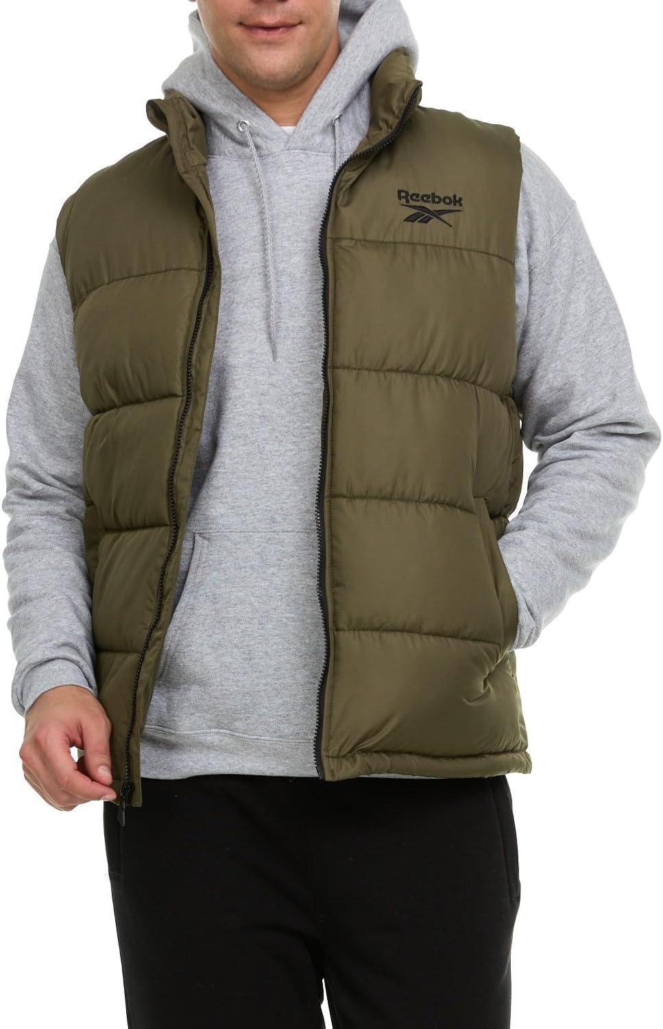 imageReebok Mens Puffer Vest for Winter Lightweight Down Alternative Mens Outerwear Vests Winter Vest for Men Puffy VestGreen