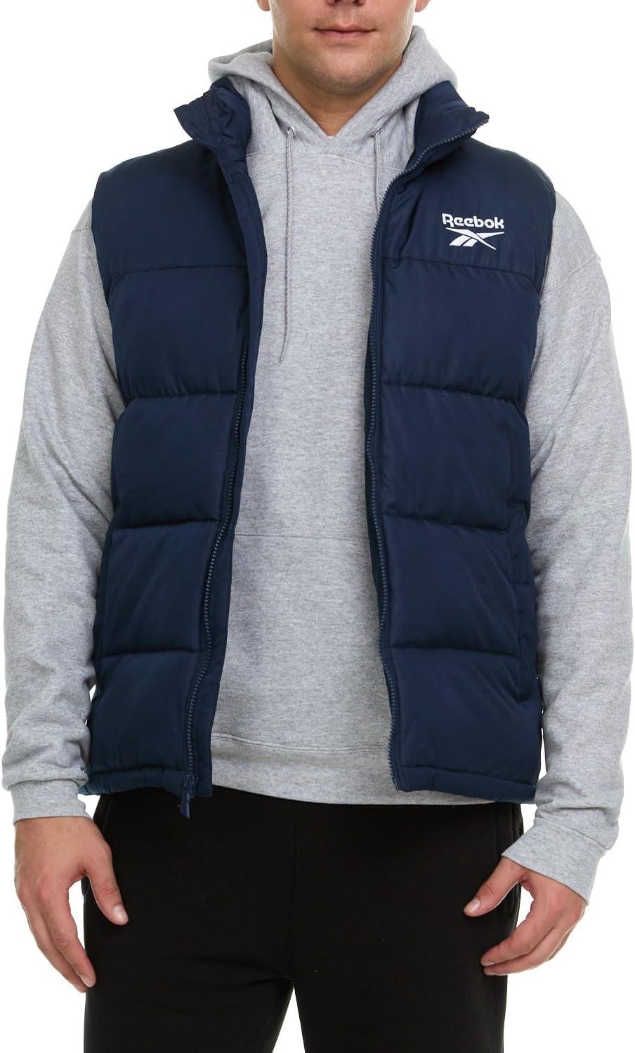 imageReebok Mens Puffer Vest for Winter Lightweight Down Alternative Mens Outerwear Vests Winter Vest for Men Puffy VestNavy