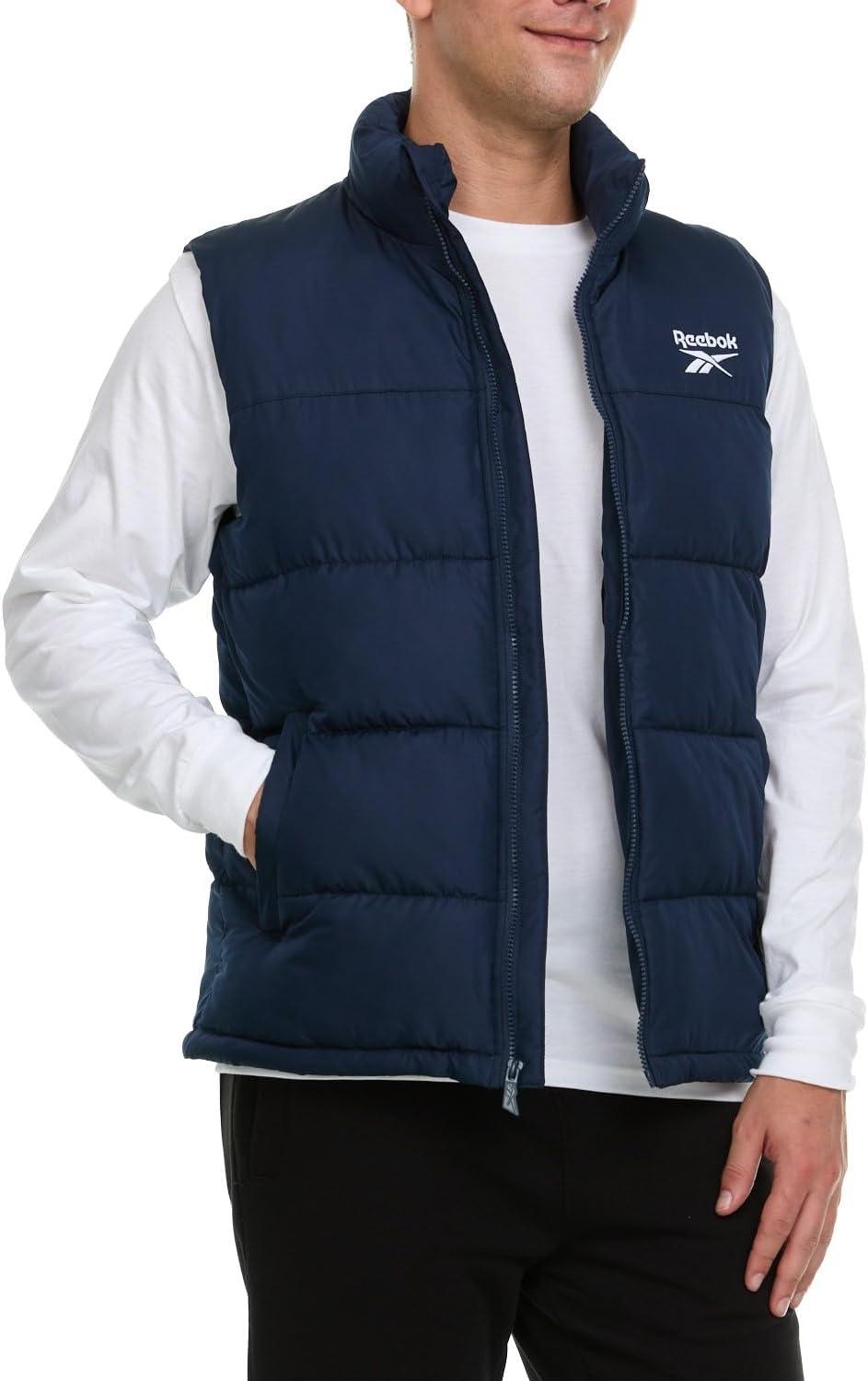 imageReebok Mens Puffer Vest for Winter Lightweight Down Alternative Mens Outerwear Vests Winter Vest for Men Puffy VestNavy