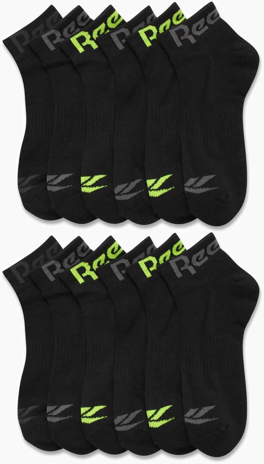 imageReebok Mens Quarter Socks  12 Pack Performance Comfort Athletic Socks  Breathable Ankle Socks for Men 6125Black Multi