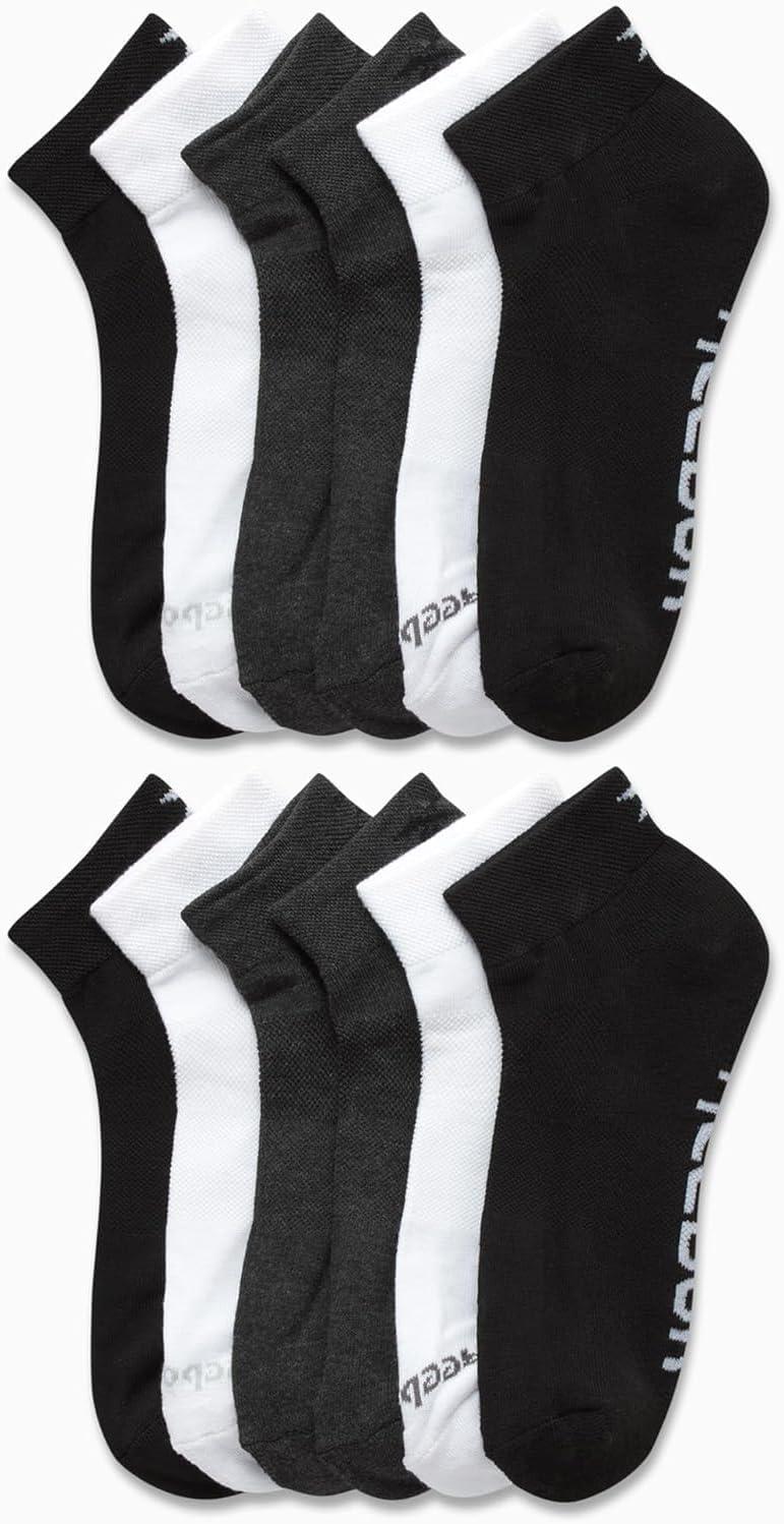 imageReebok Mens Quarter Socks  12 Pack Performance Comfort Athletic Socks  Breathable Ankle Socks for Men 6125Blackwhitegrey