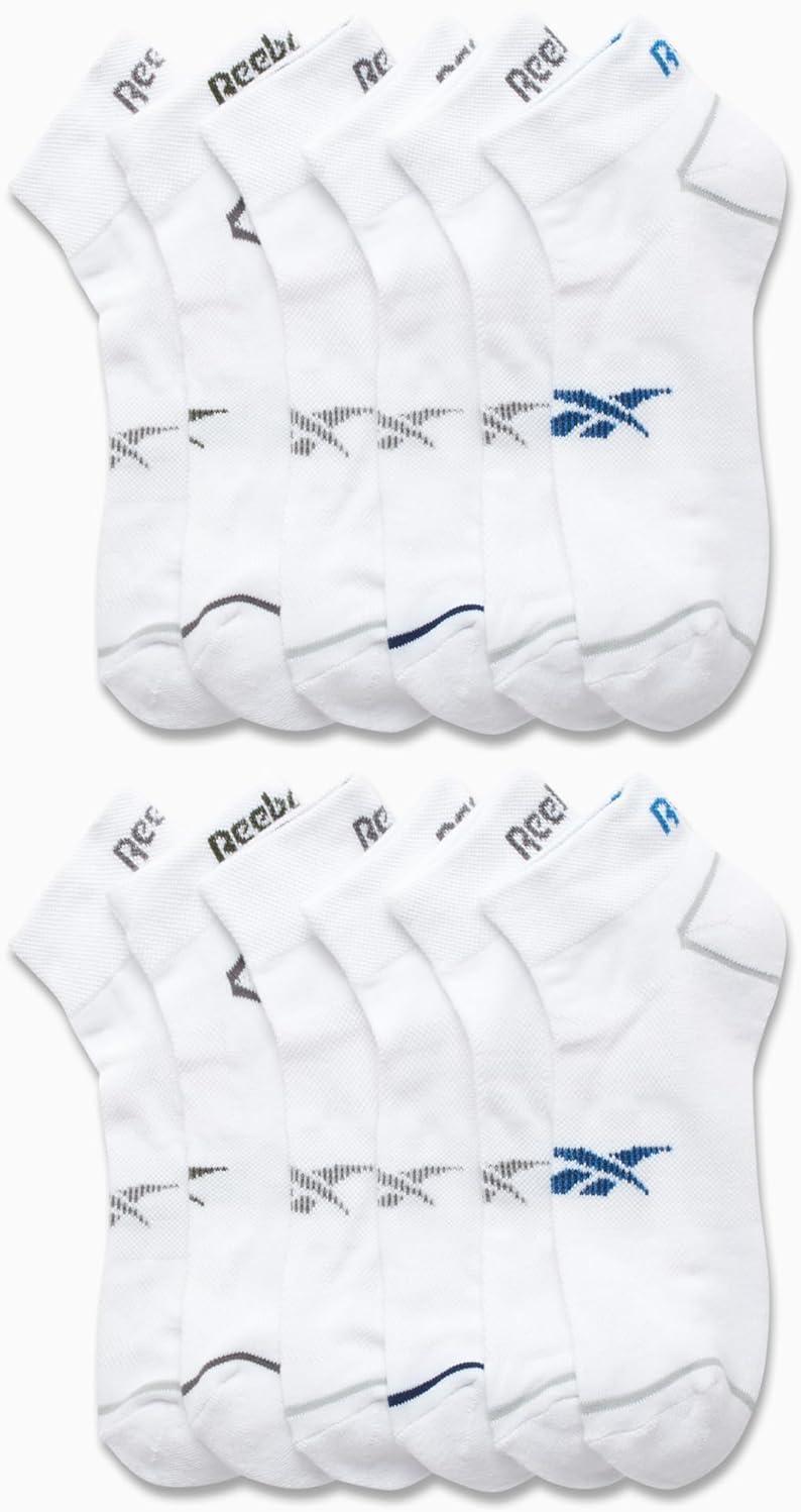 imageReebok Mens Quarter Socks  12 Pack Performance Comfort Athletic Socks  Breathable Ankle Socks for Men 6125Bright White
