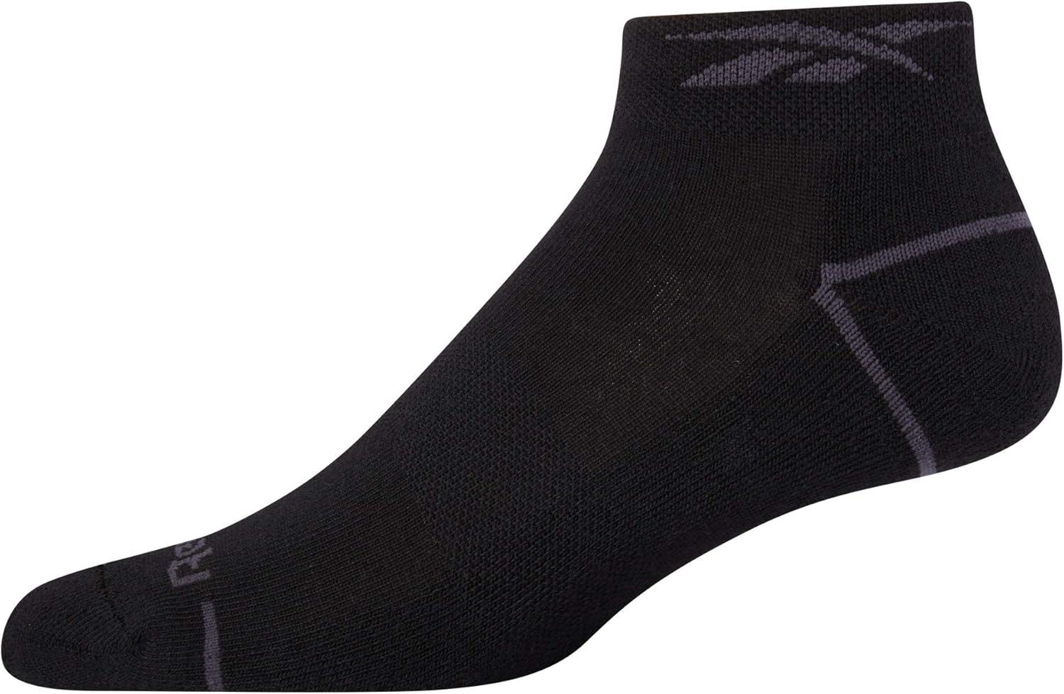 imageReebok Mens Quarter Socks  12 Pack Performance Comfort Athletic Socks  Breathable Ankle Socks for Men 6125Pure Black
