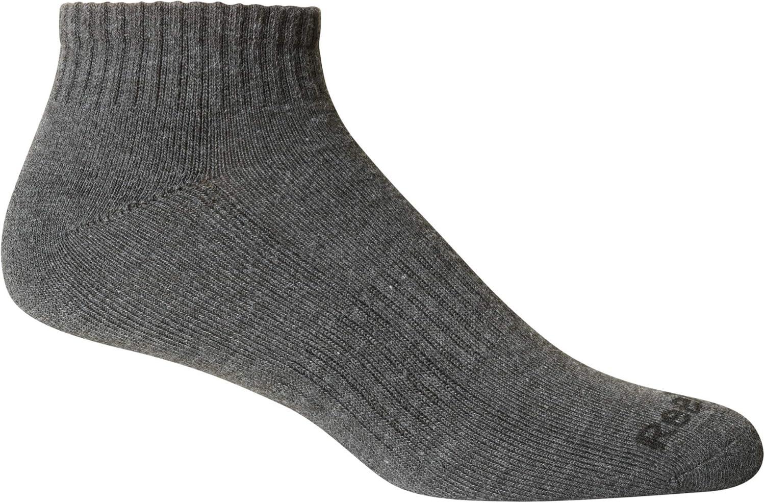 imageReebok Mens Quarter Socks  12 Pack Performance Comfort Athletic Socks  Breathable Ankle Socks for Men 6125Smoke GreyBlack