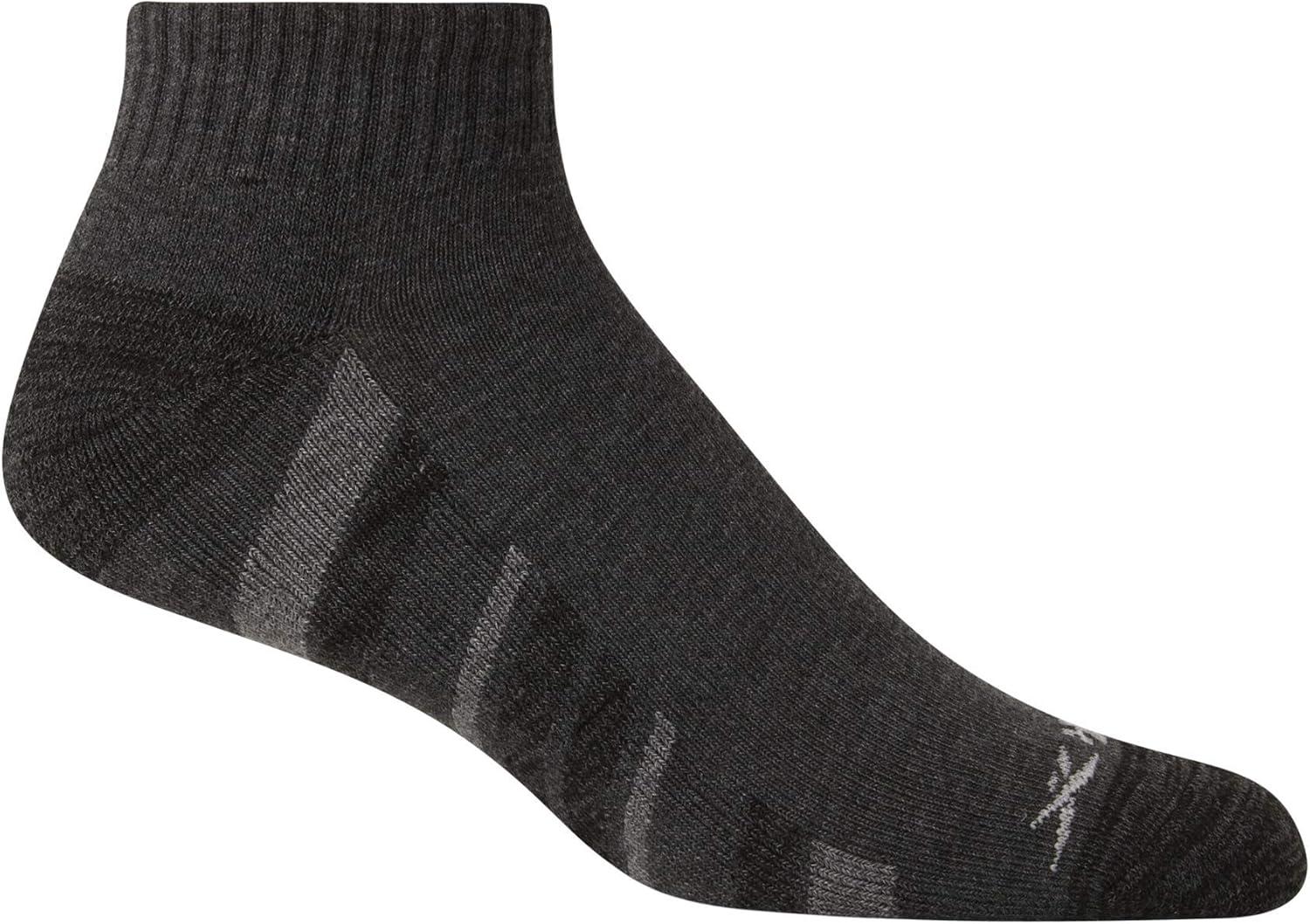 imageReebok Mens Quarter Socks  12 Pack Performance Comfort Athletic Socks  Breathable Ankle Socks for Men 6125Stripes Grey