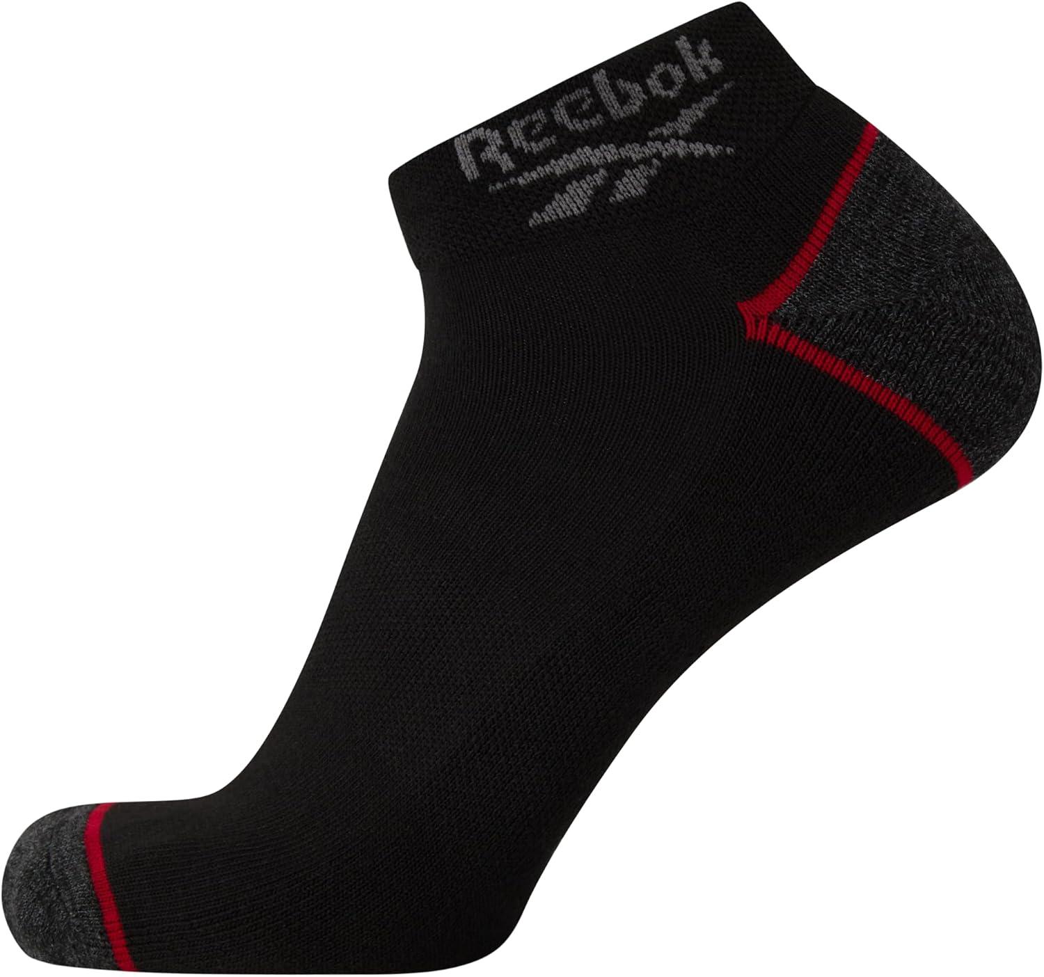 imageReebok Mens Quarter Socks  12 Pack Soft Performance Quarter Socks for Men  Breathable Mens Athletic Socks Size 6125BlackRed