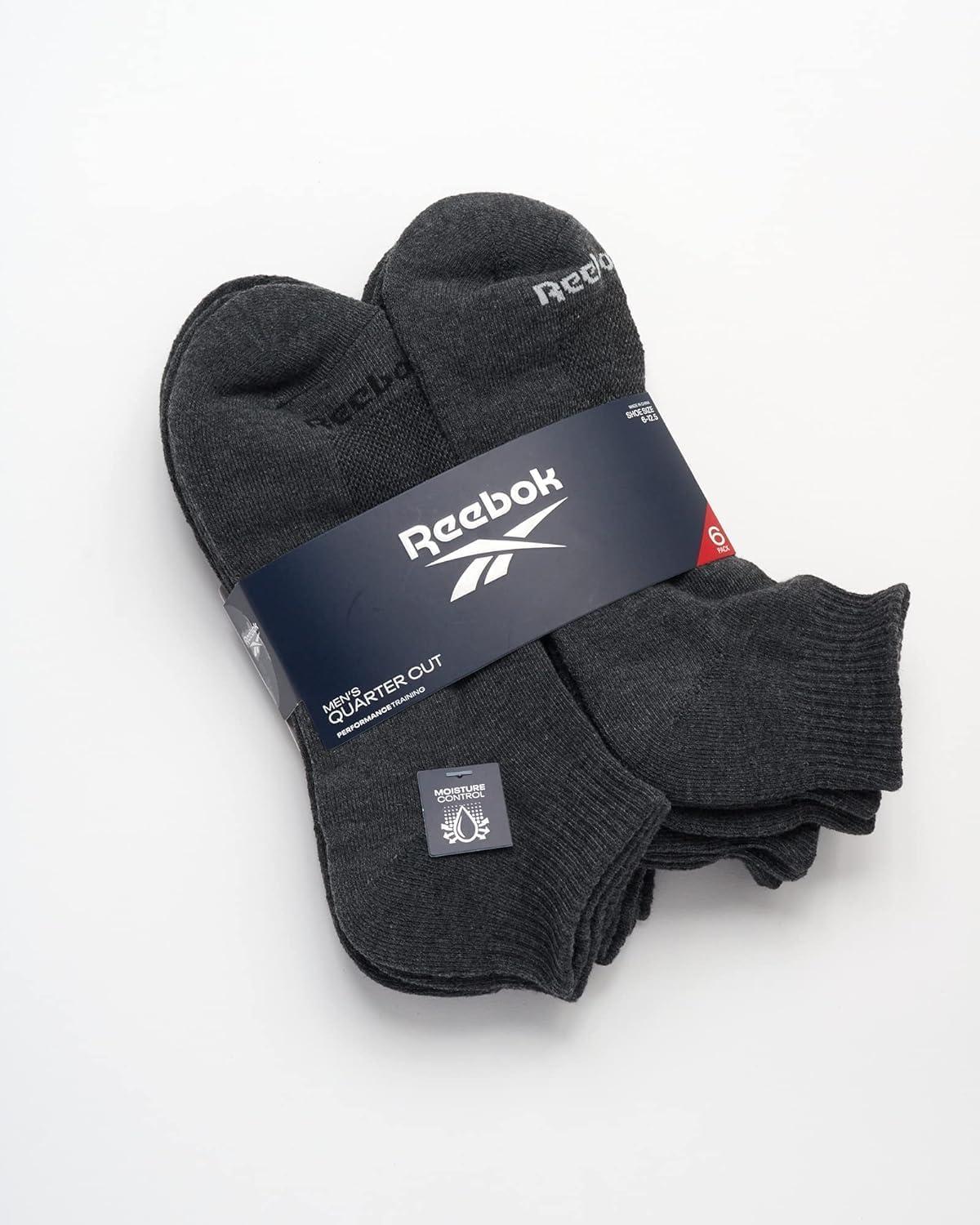imageReebok Mens Quarter Socks  6 Pack Cushion Quarter Cut Ankle Socks for Men  Breathable Mens Athletic Socks Size 6125All Grey