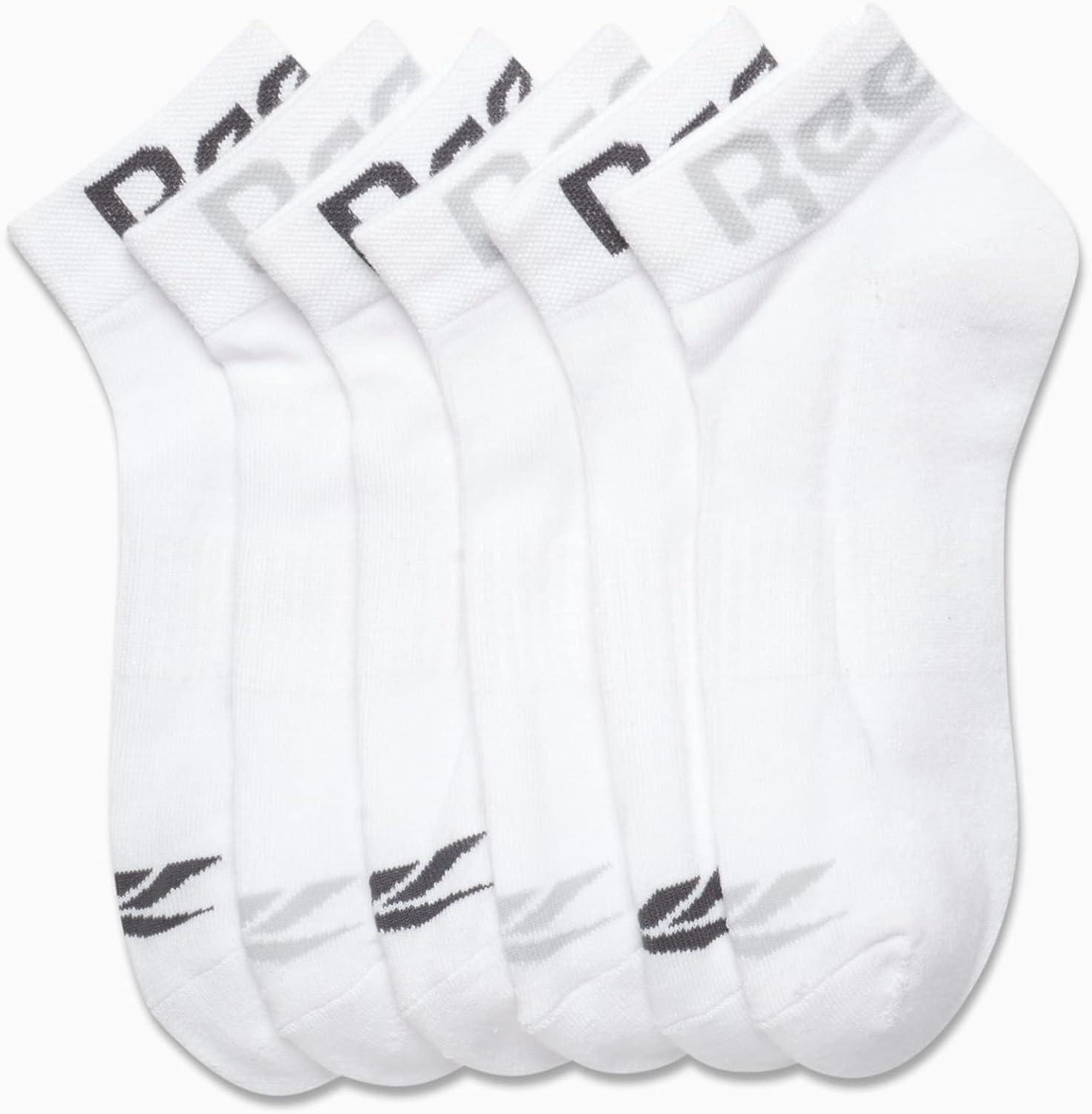 imageReebok Mens Quarter Socks  6 Pack Cushion Quarter Cut Ankle Socks for Men  Breathable Mens Athletic Socks Size 6125Classic White