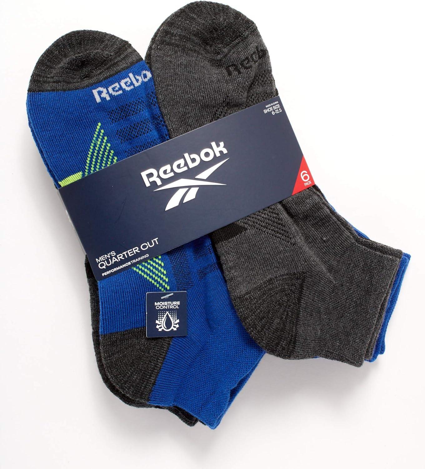 imageReebok Mens Quarter Socks  6 Pack Cushion Quarter Cut Ankle Socks for Men  Breathable Mens Athletic Socks Size 6125Navy Assorted
