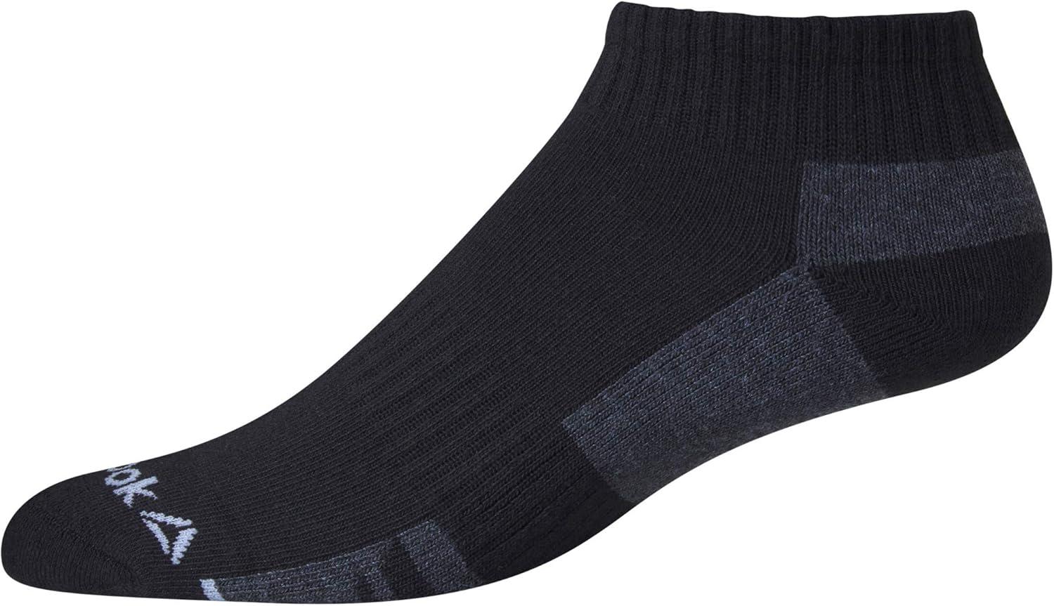 imageReebok Mens Quarter Socks  6 Pack Cushion Quarter Cut Ankle Socks for Men  Breathable Mens Athletic Socks Size 6125RavenBlack