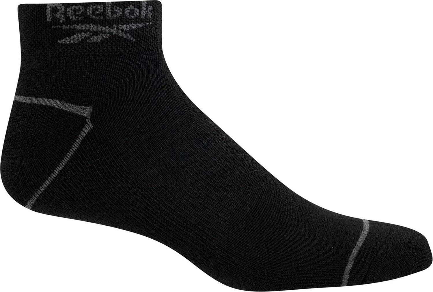 imageReebok Mens Quarter Socks  6 Pack Cushion Quarter Cut Ankle Socks for Men  Breathable Mens Athletic Socks Size 6125Solid Black