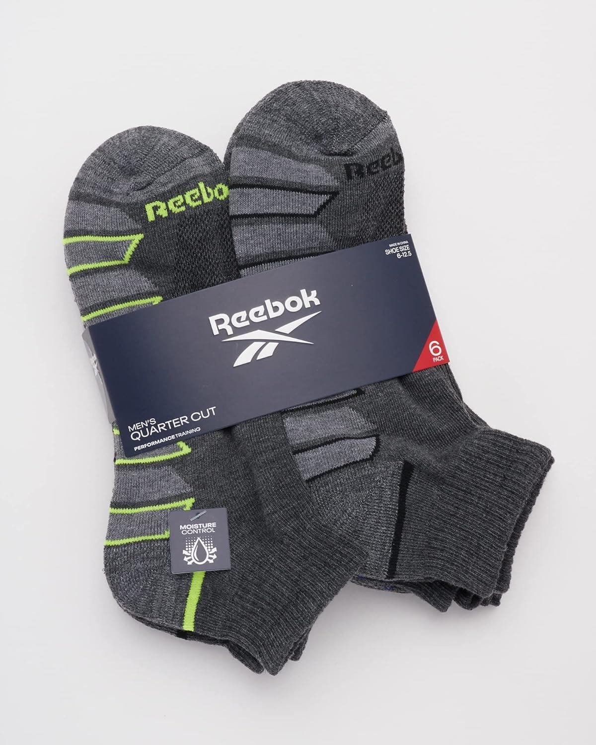 imageReebok Mens Quarter Socks  6 Pack Cushion Quarter Cut Ankle Socks for Men  Breathable Mens Athletic Socks Size 6125Solid Grey