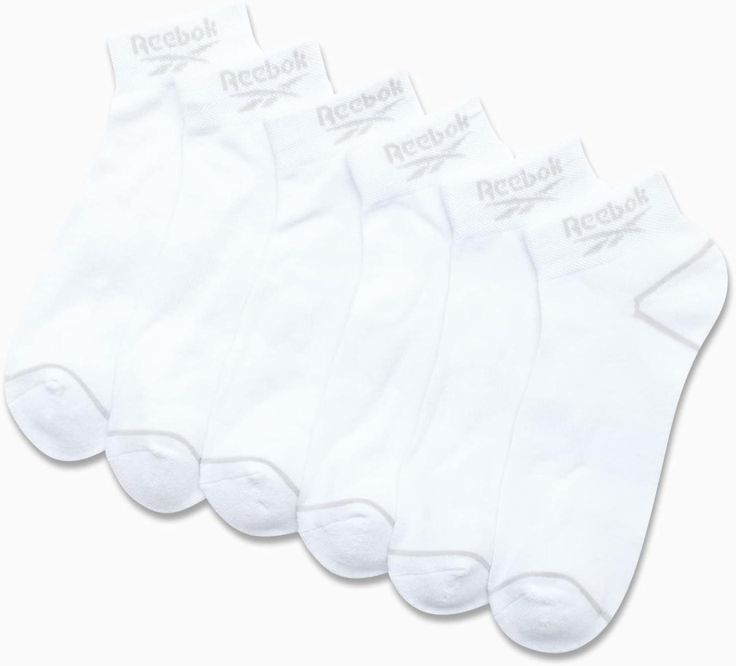 imageReebok Mens Quarter Socks  6 Pack Cushion Quarter Cut Ankle Socks for Men  Breathable Mens Athletic Socks Size 6125Solid White