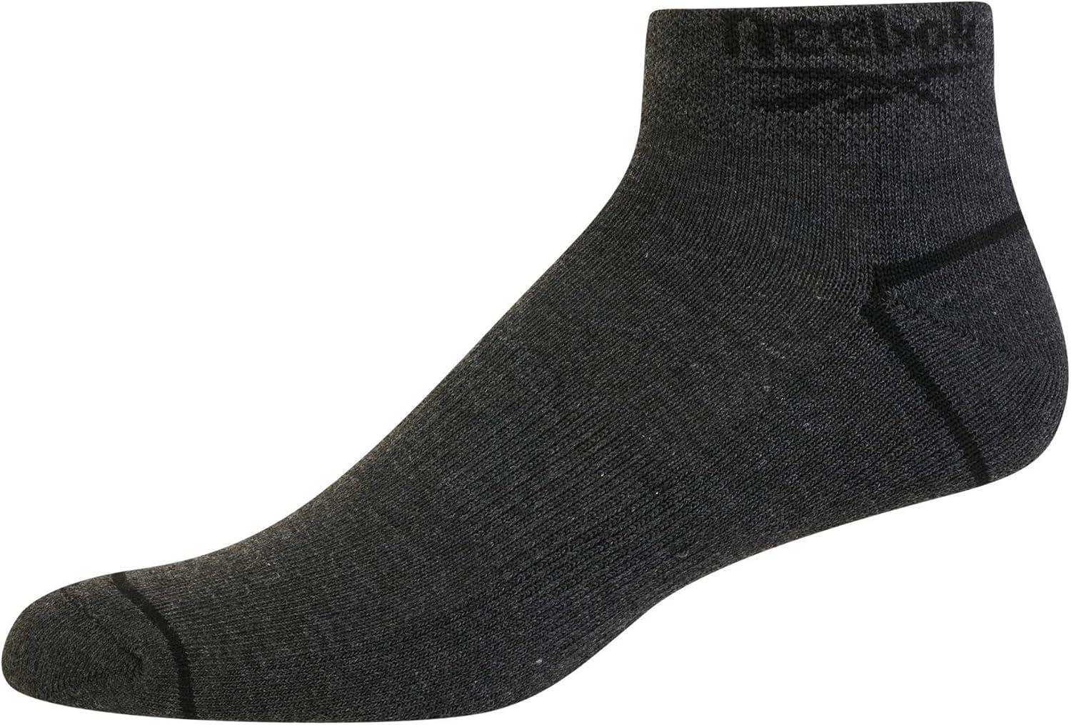 imageReebok Mens Quarter Socks  6 Pack Cushion Quarter Cut Ankle Socks for Men  Breathable Mens Athletic Socks Size 6125Stone Grey