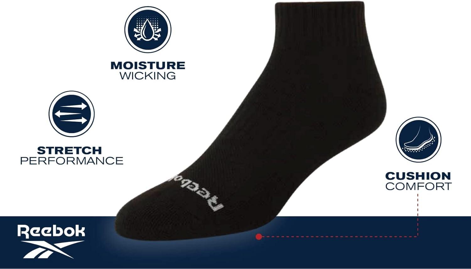 imageReebok Mens Quarter Socks  6 Pack Cushion Quarter Cut Ankle Socks for Men  Breathable Mens Athletic Socks Size 6125Stone Grey