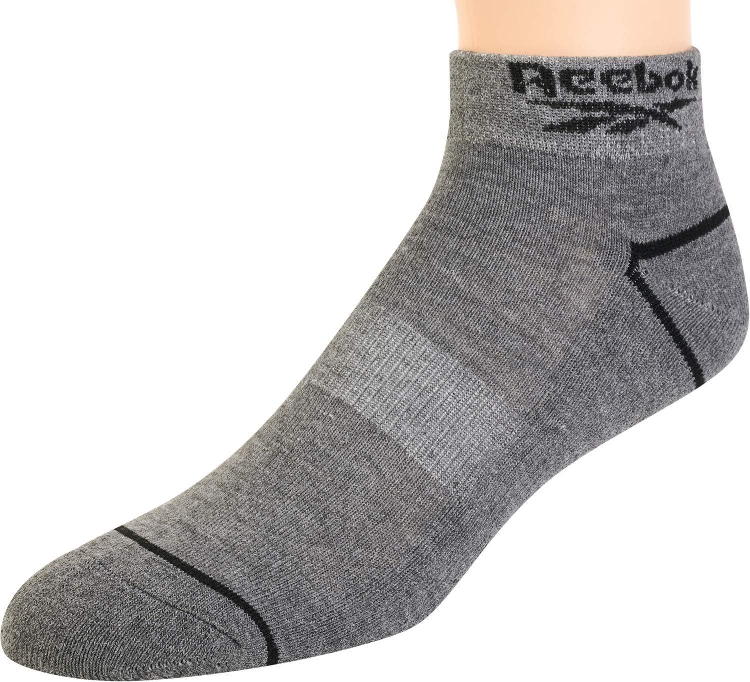 imageReebok Mens Quarter Socks  6 Pack Cushion Quarter Cut Ankle Socks for Men  Breathable Mens Athletic Socks Size 6125Stone Grey