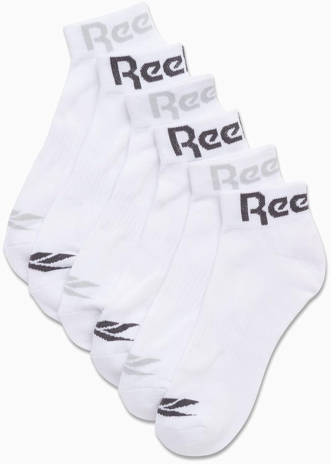 imageReebok Mens Quarter Socks  6 Pack Cushion Quarter Cut Ankle Socks for Men  Breathable Mens Athletic Socks Size 6125White