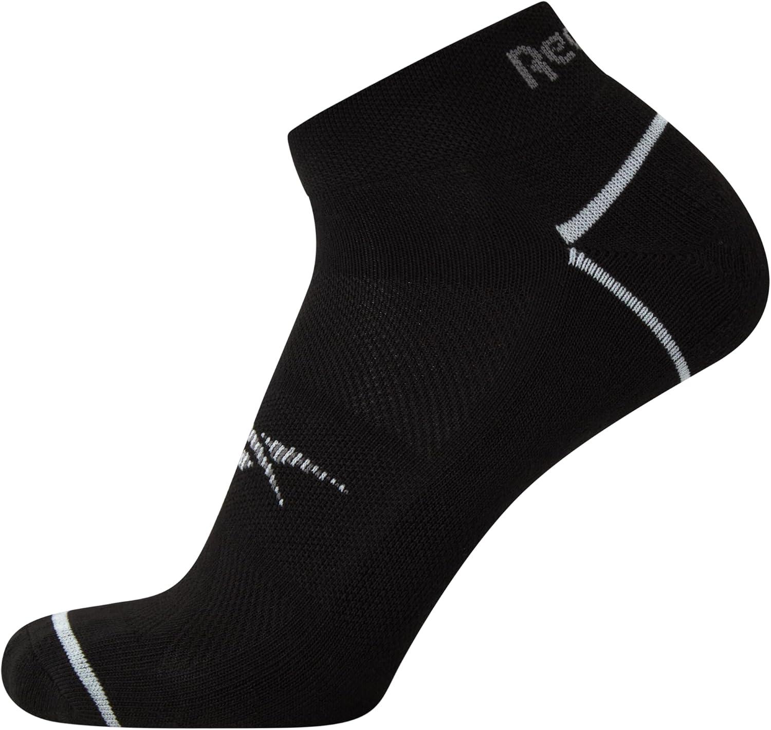 imageReebok Mens Quarter Socks  6 Pack Moisture Wicking Performance Stretch Athletic Ankle Socks for Men Sizes 6125All Black