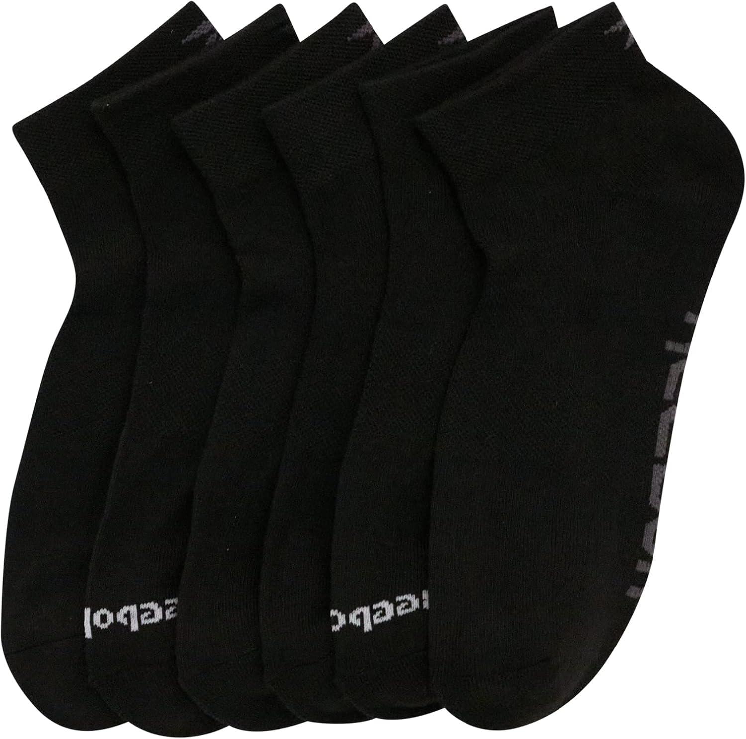 imageReebok Mens Quarter Socks  6 Pack Moisture Wicking Performance Stretch Athletic Ankle Socks for Men Sizes 6125Black